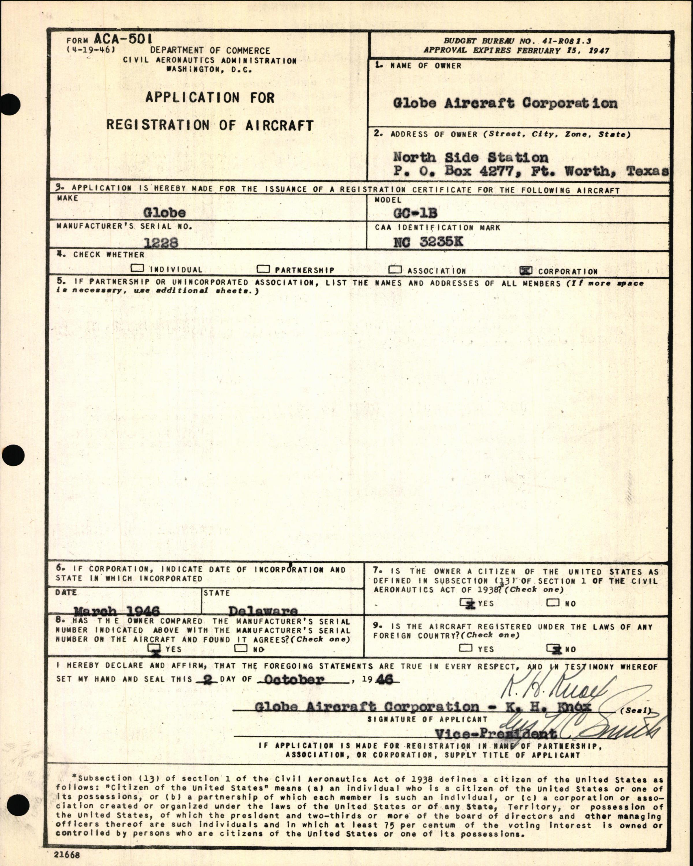 Sample page 5 from AirCorps Library document: Technical Information for Serial Number 1228