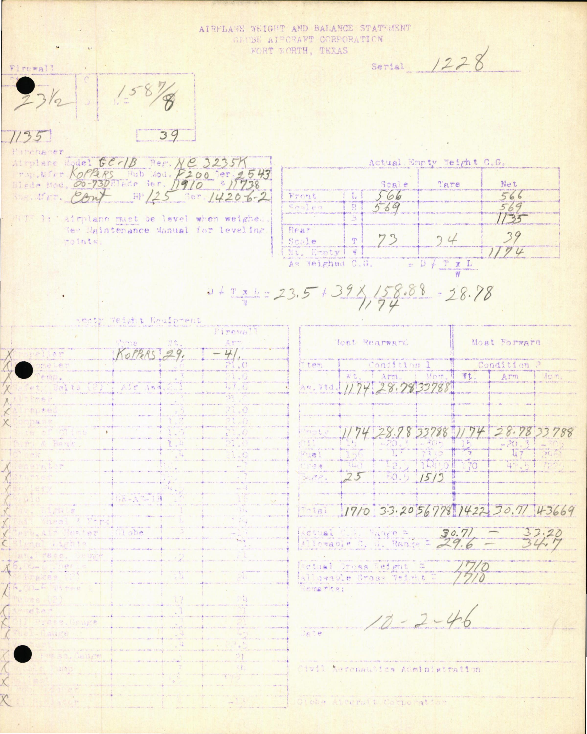 Sample page 7 from AirCorps Library document: Technical Information for Serial Number 1228