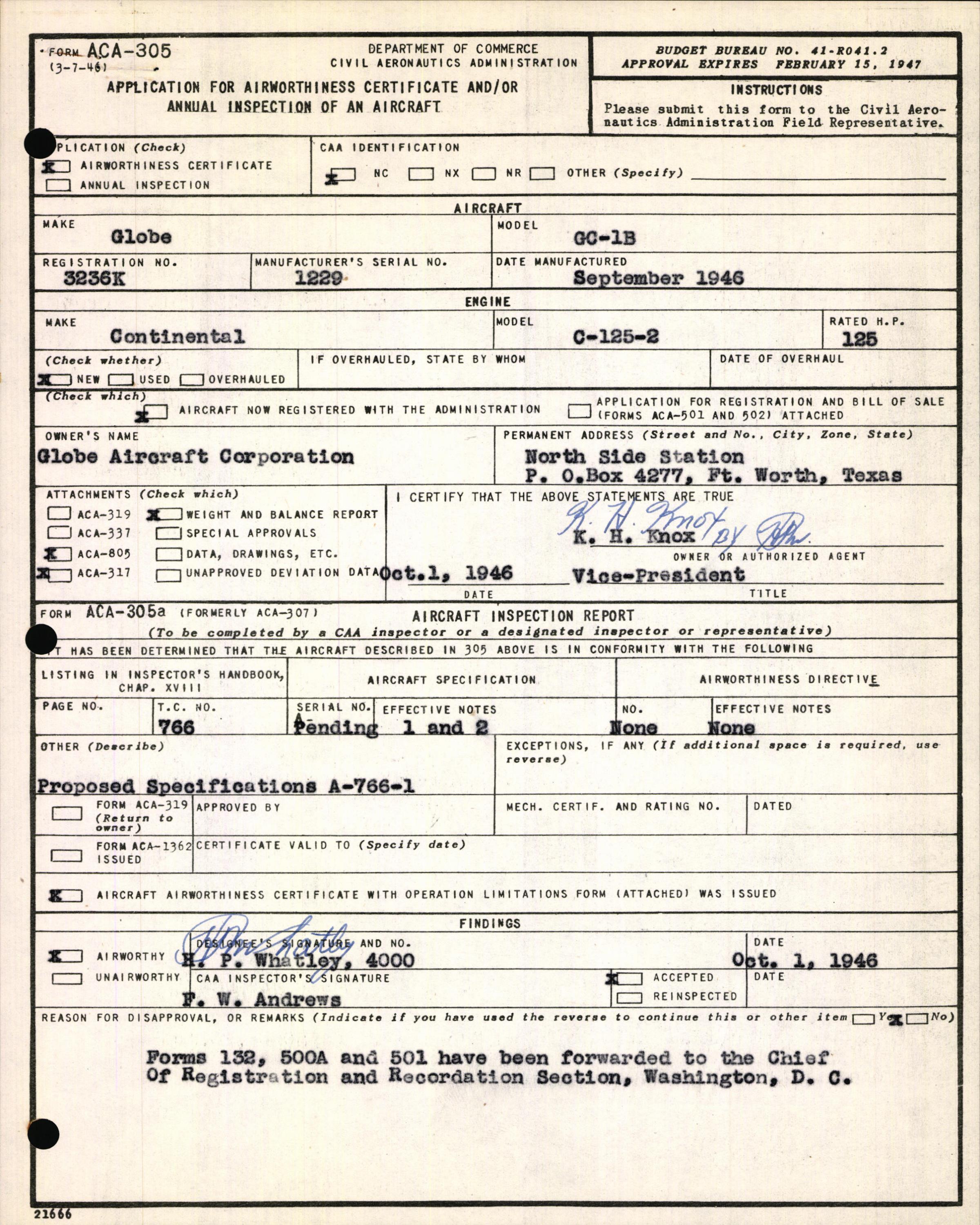 Sample page 3 from AirCorps Library document: Technical Information for Serial Number 1229