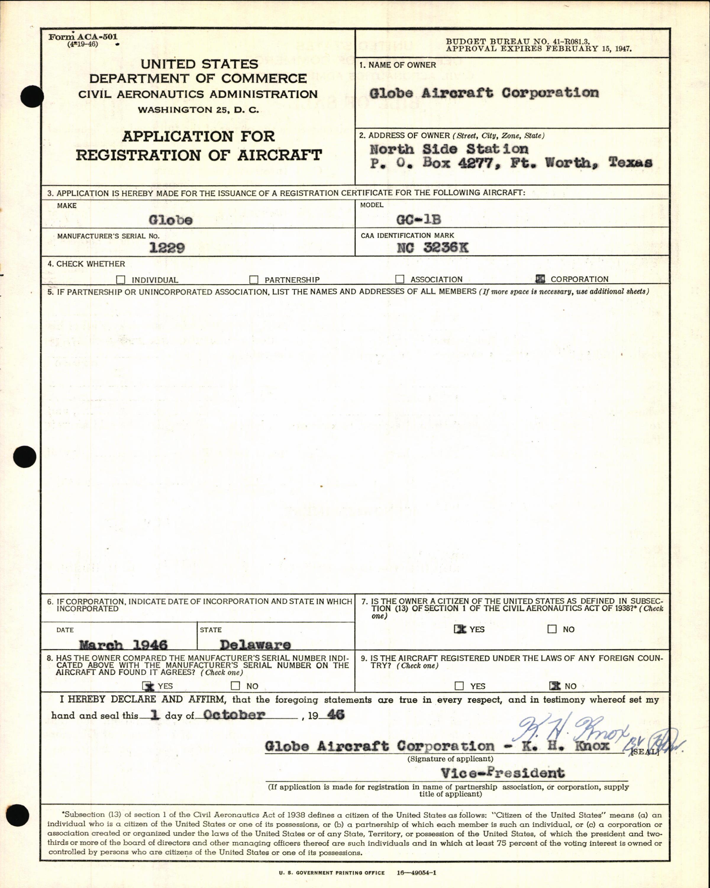 Sample page 5 from AirCorps Library document: Technical Information for Serial Number 1229