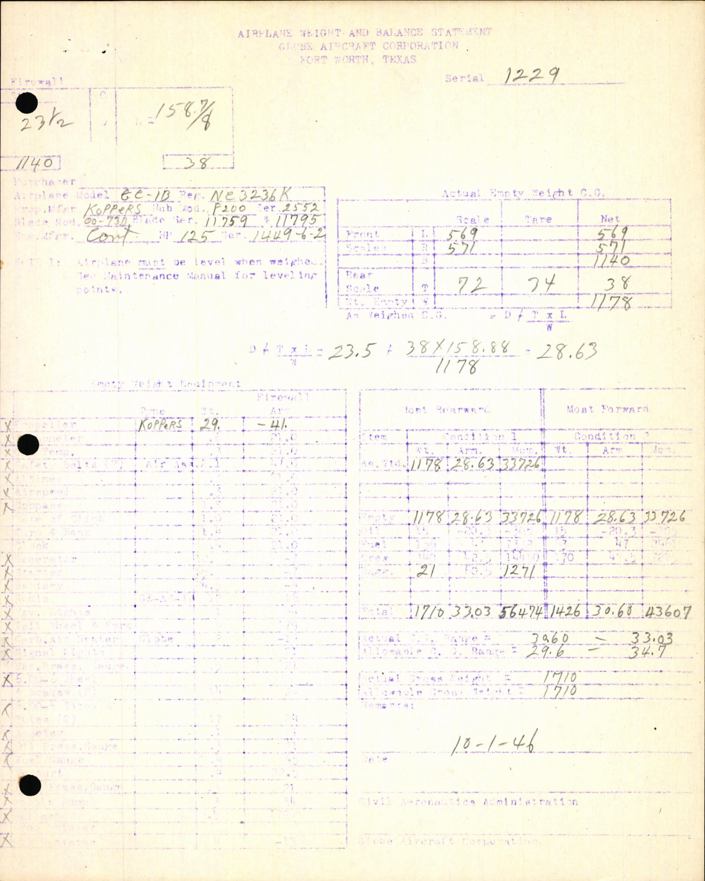 Sample page 7 from AirCorps Library document: Technical Information for Serial Number 1229