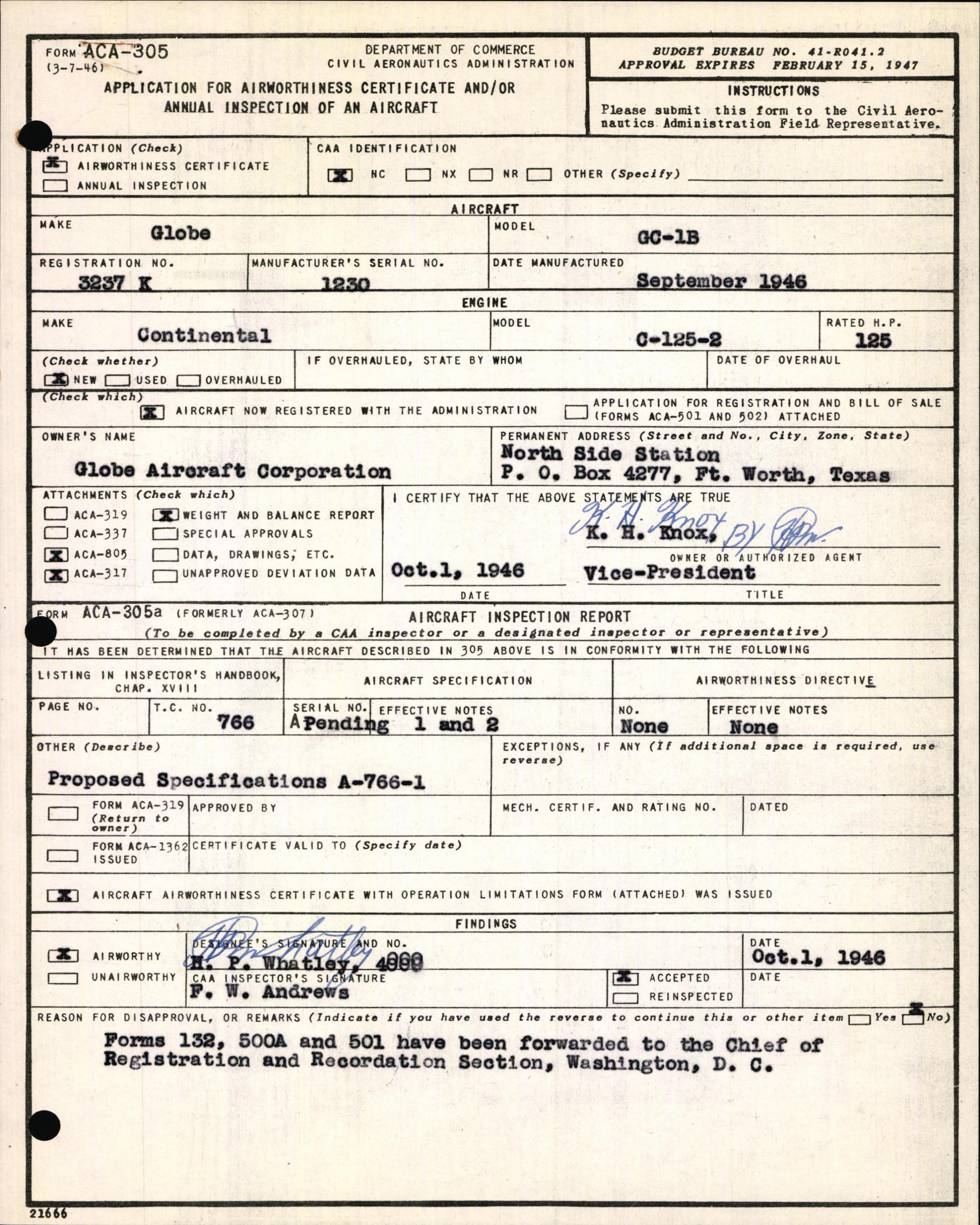 Sample page 3 from AirCorps Library document: Technical Information for Serial Number 1230