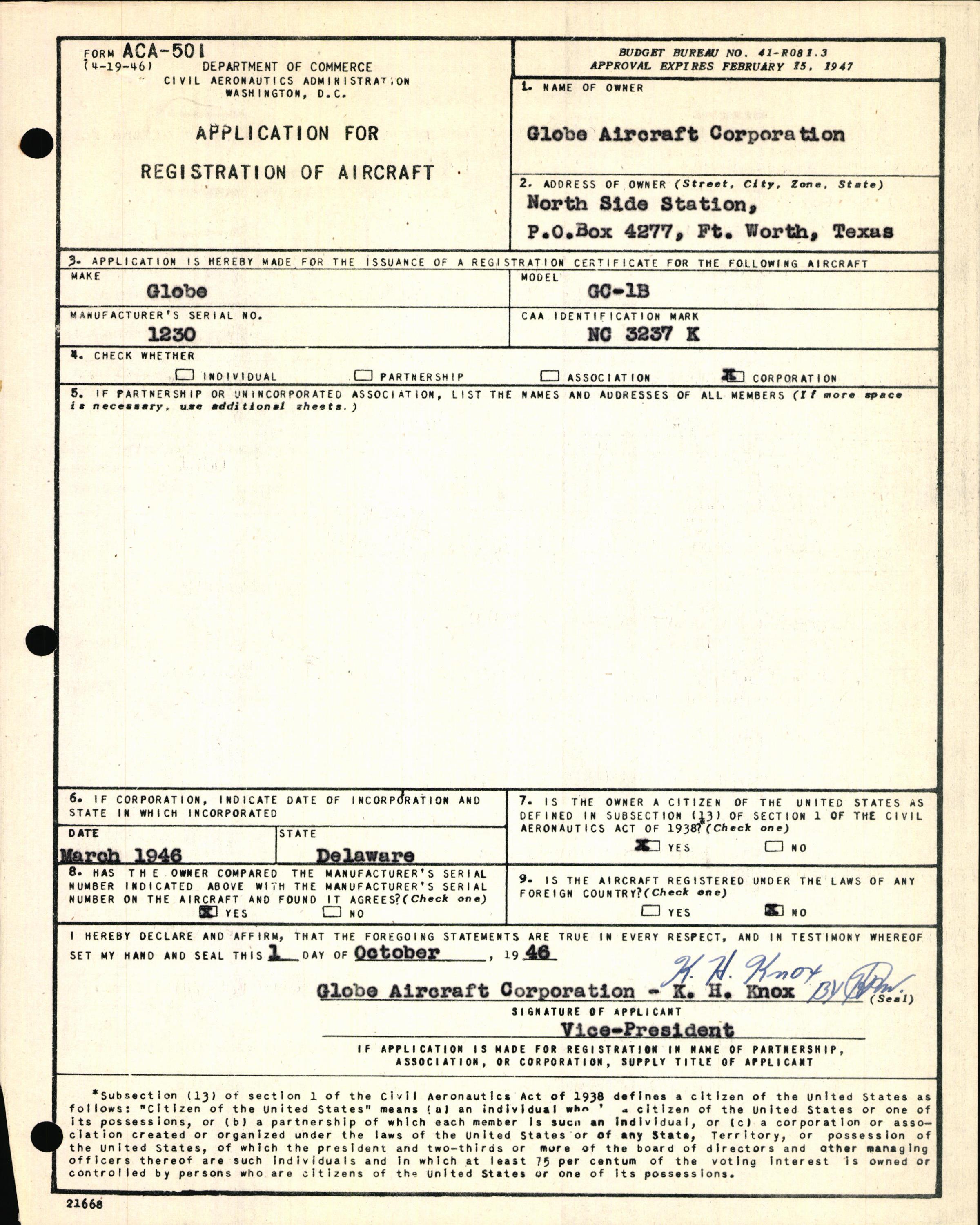 Sample page 5 from AirCorps Library document: Technical Information for Serial Number 1230