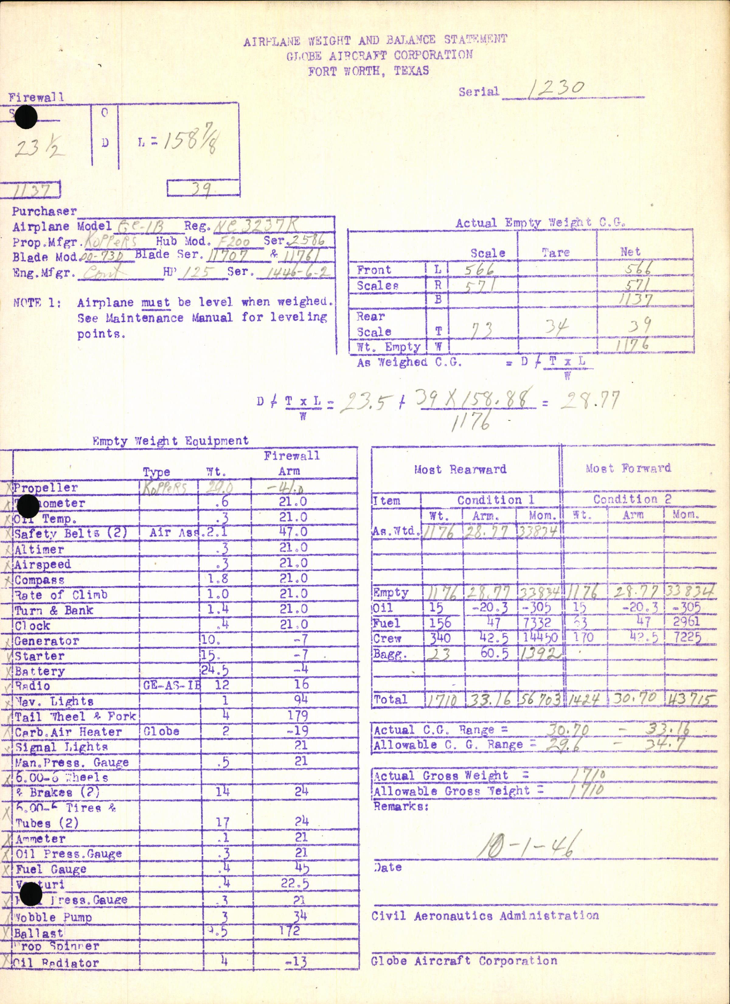 Sample page 7 from AirCorps Library document: Technical Information for Serial Number 1230