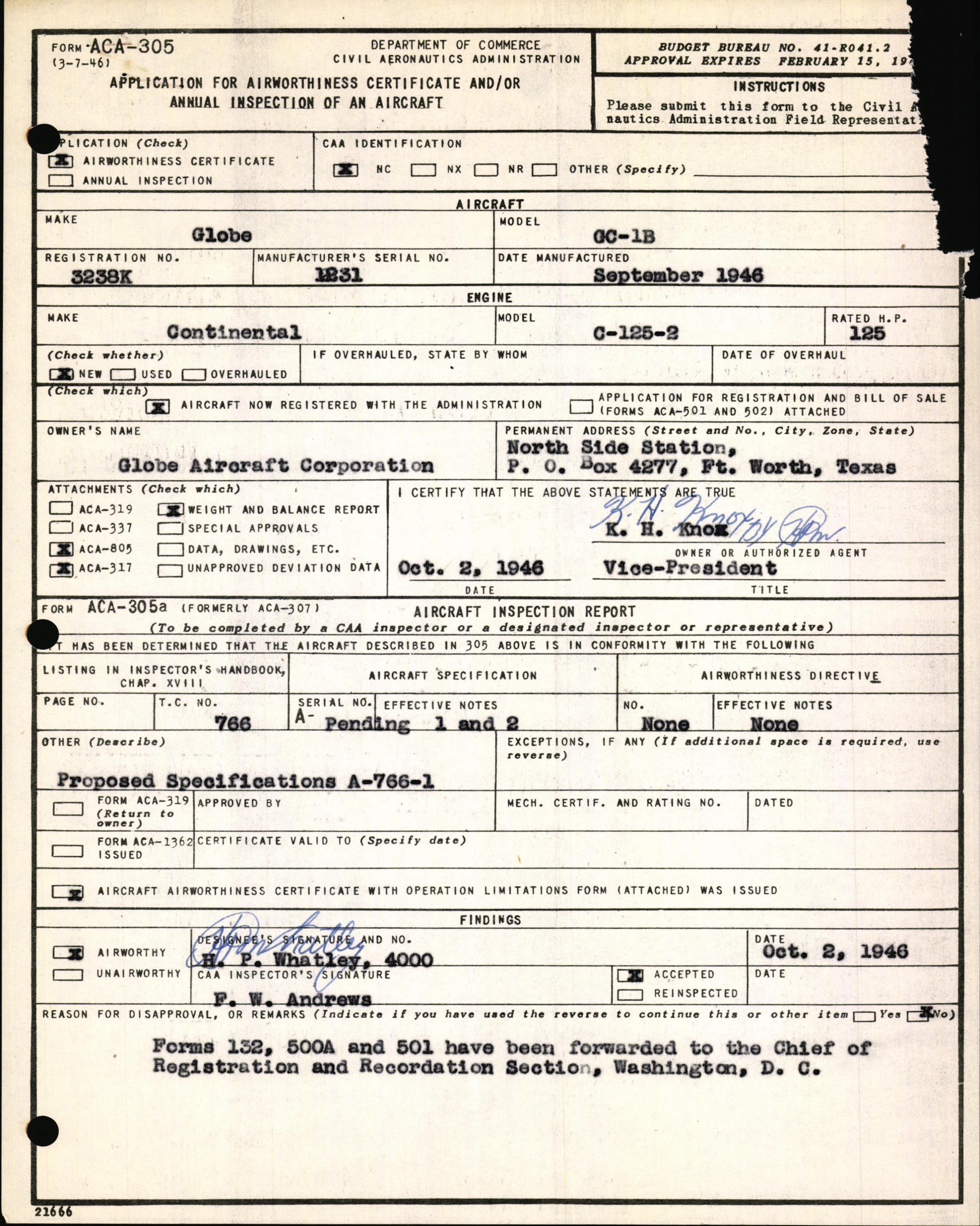Sample page 3 from AirCorps Library document: Technical Information for Serial Number 1231