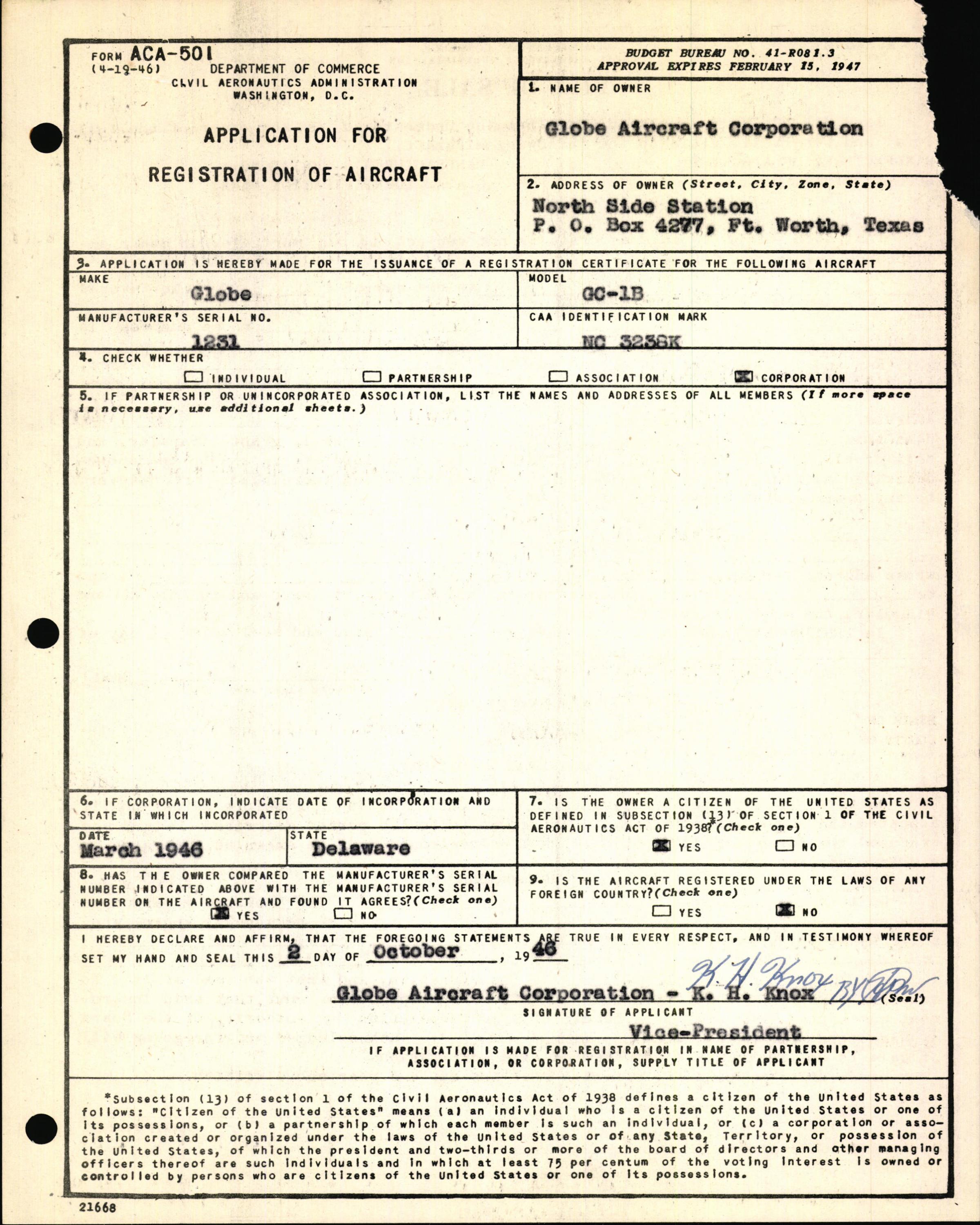 Sample page 5 from AirCorps Library document: Technical Information for Serial Number 1231