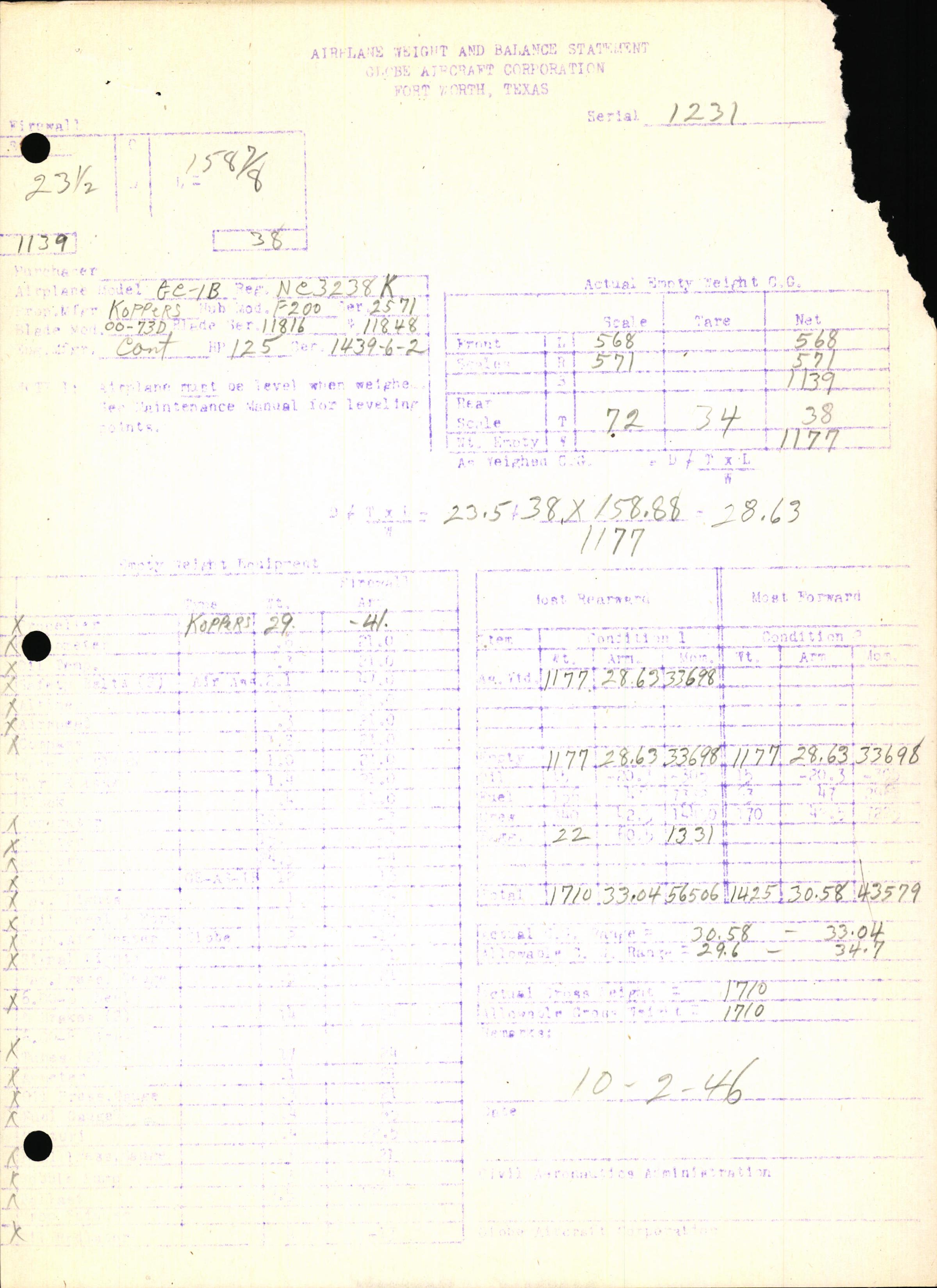 Sample page 7 from AirCorps Library document: Technical Information for Serial Number 1231