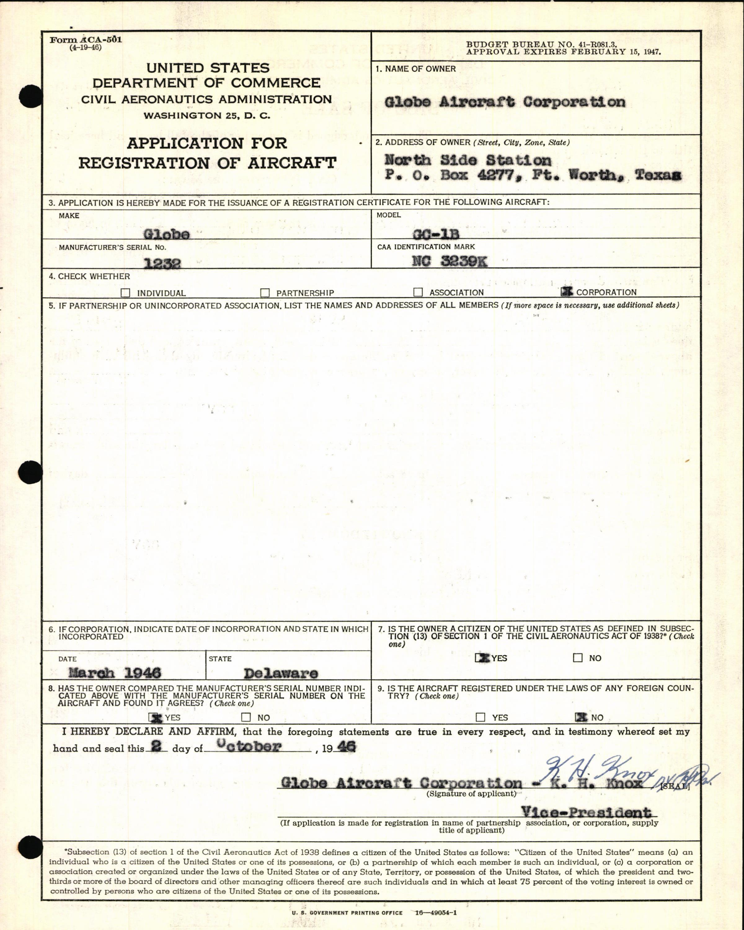 Sample page 5 from AirCorps Library document: Technical Information for Serial Number 1232