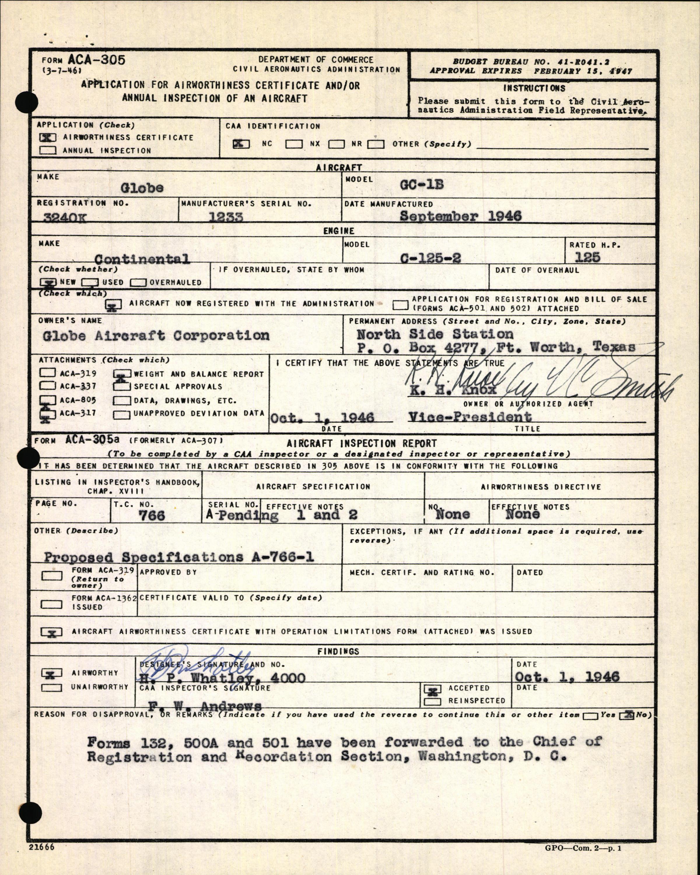 Sample page 5 from AirCorps Library document: Technical Information for Serial Number 1233