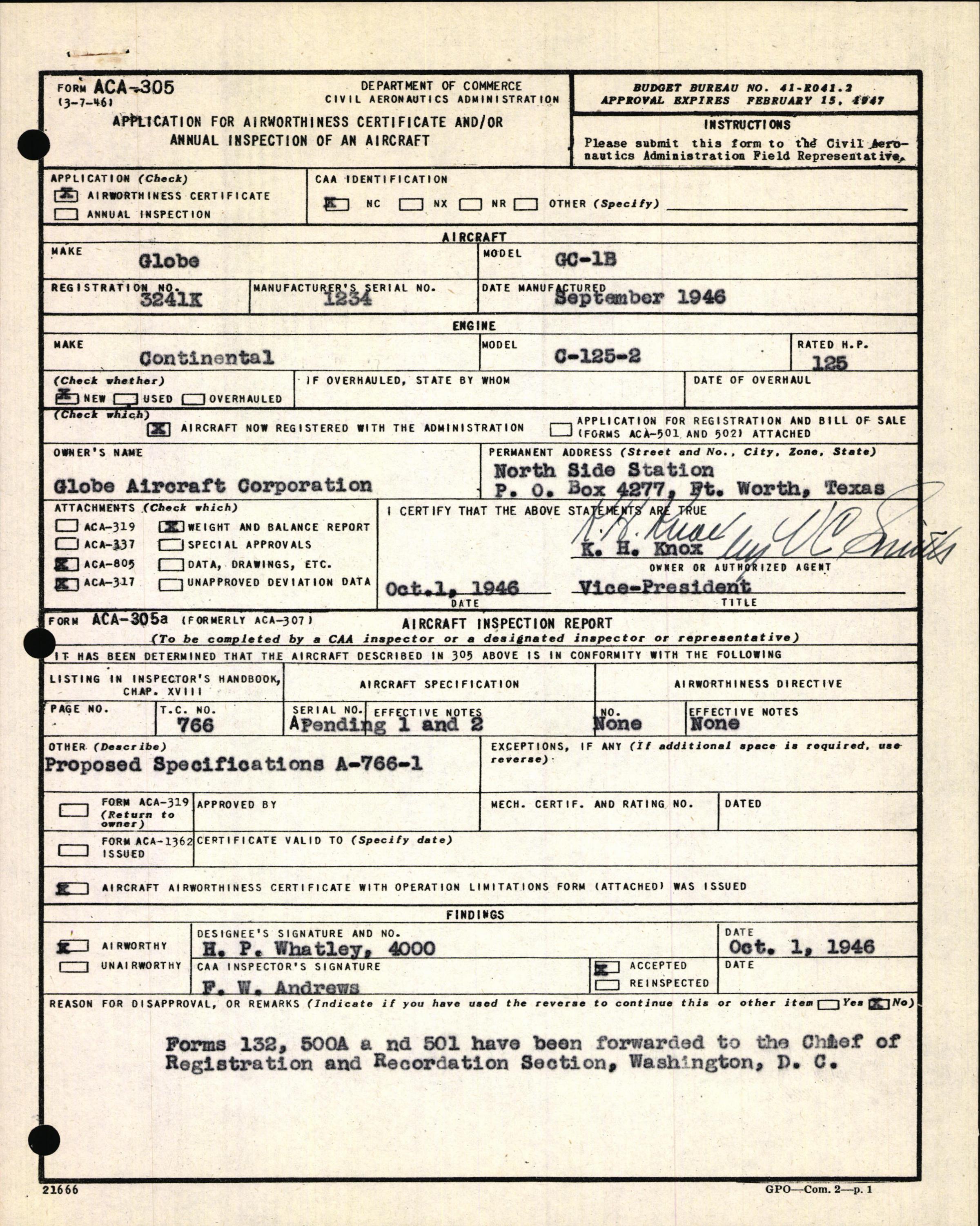 Sample page 3 from AirCorps Library document: Technical Information for Serial Number 1234