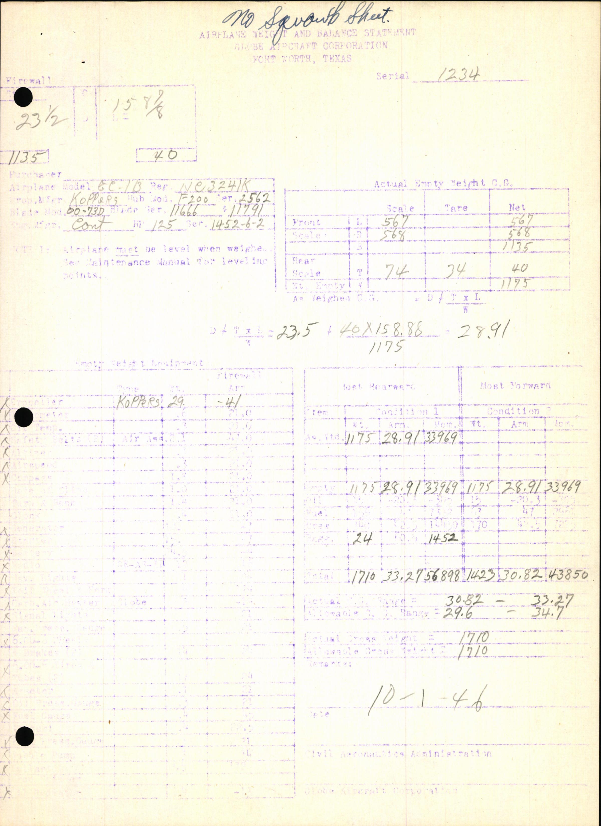 Sample page 7 from AirCorps Library document: Technical Information for Serial Number 1234