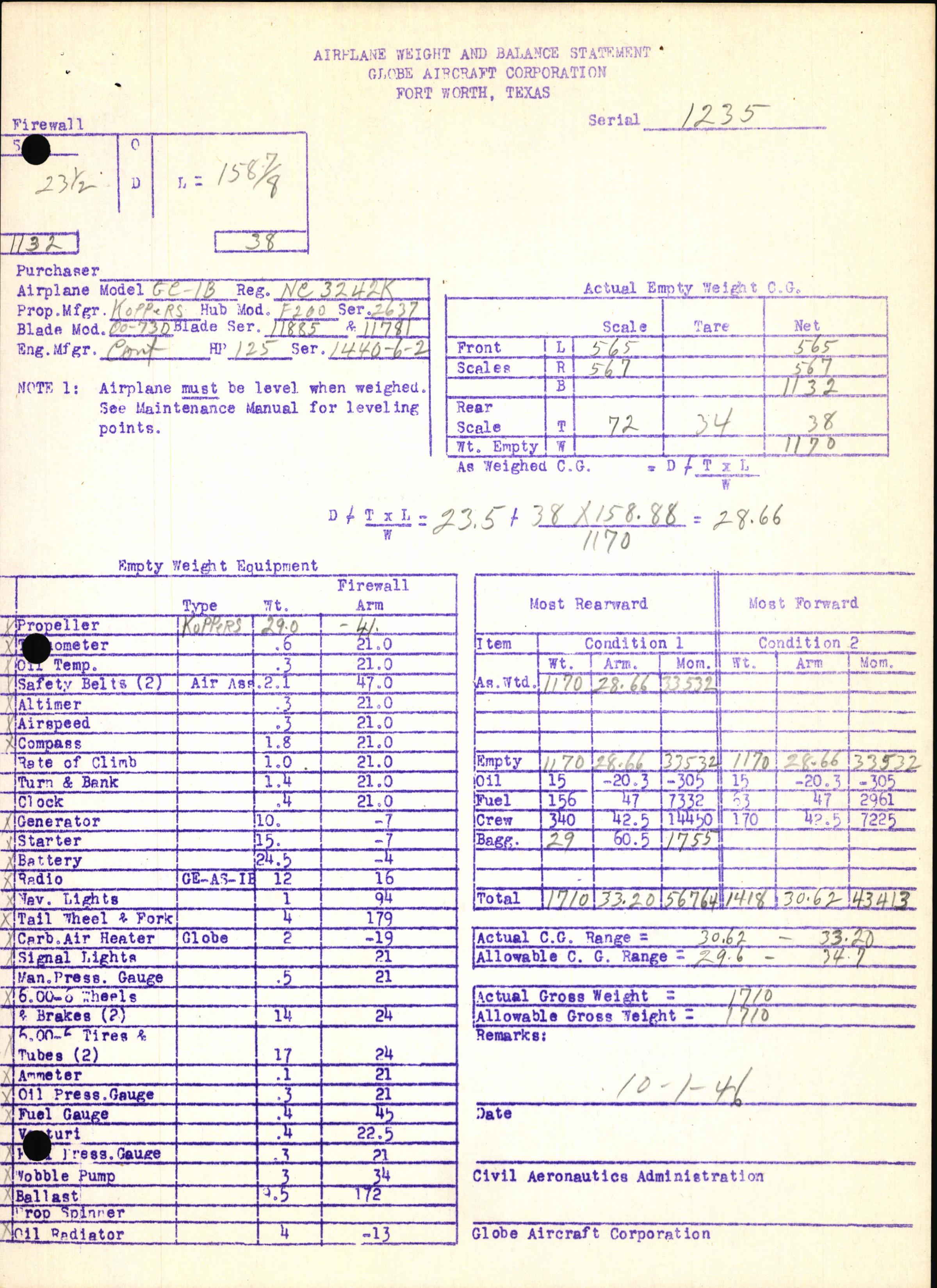 Sample page 7 from AirCorps Library document: Technical Information for Serial Number 1235