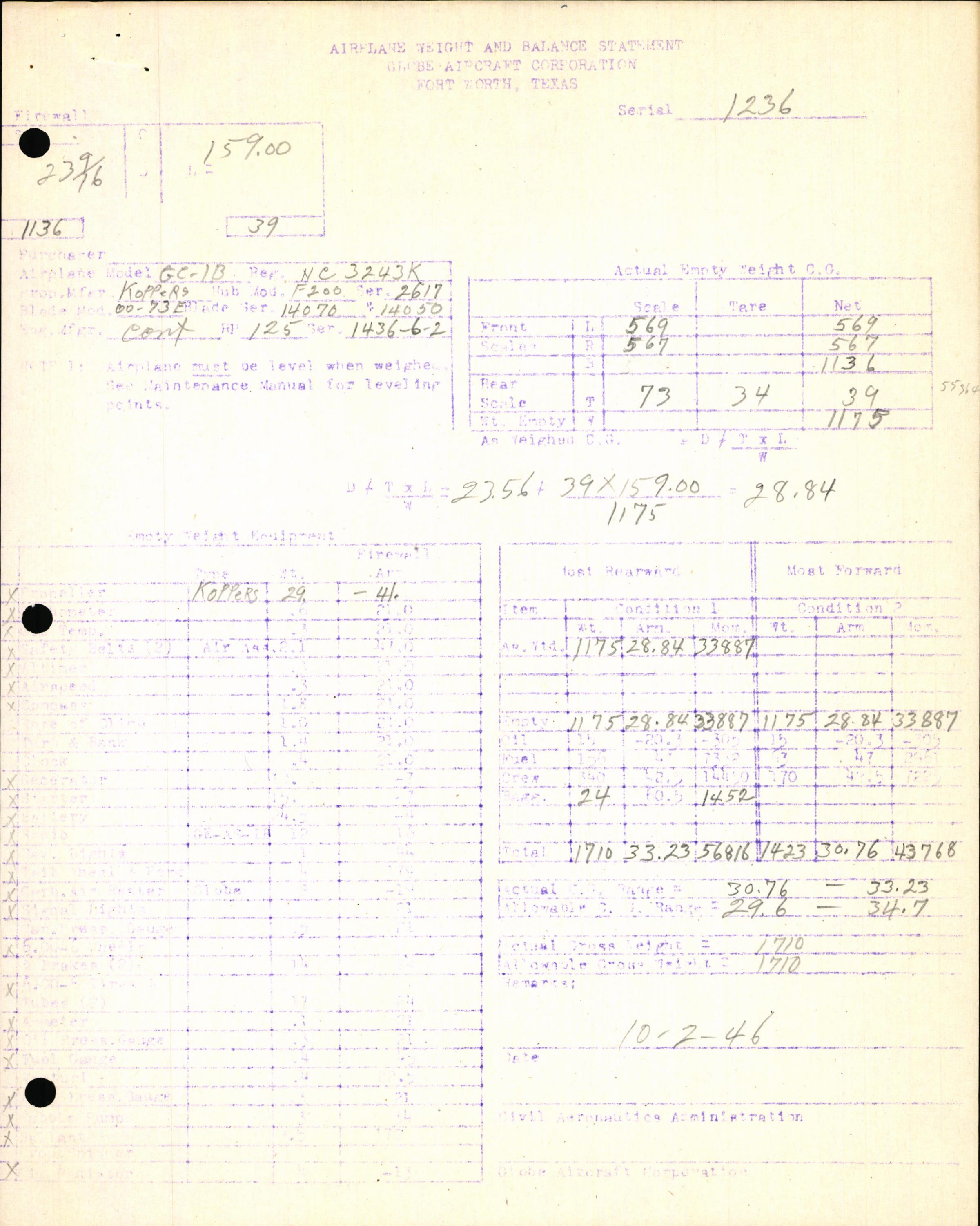Sample page 7 from AirCorps Library document: Technical Information for Serial Number 1236