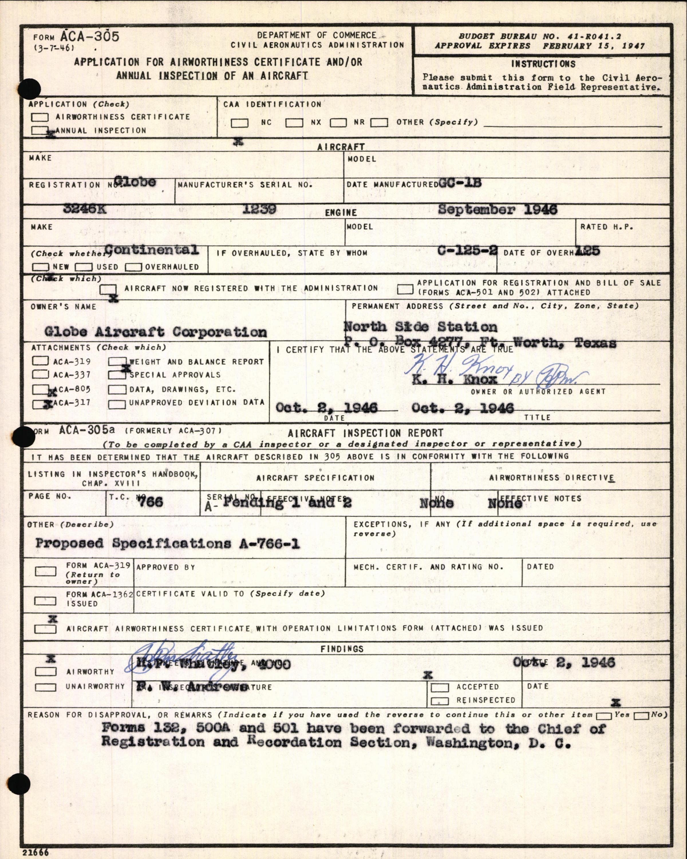 Sample page 5 from AirCorps Library document: Technical Information for Serial Number 1239