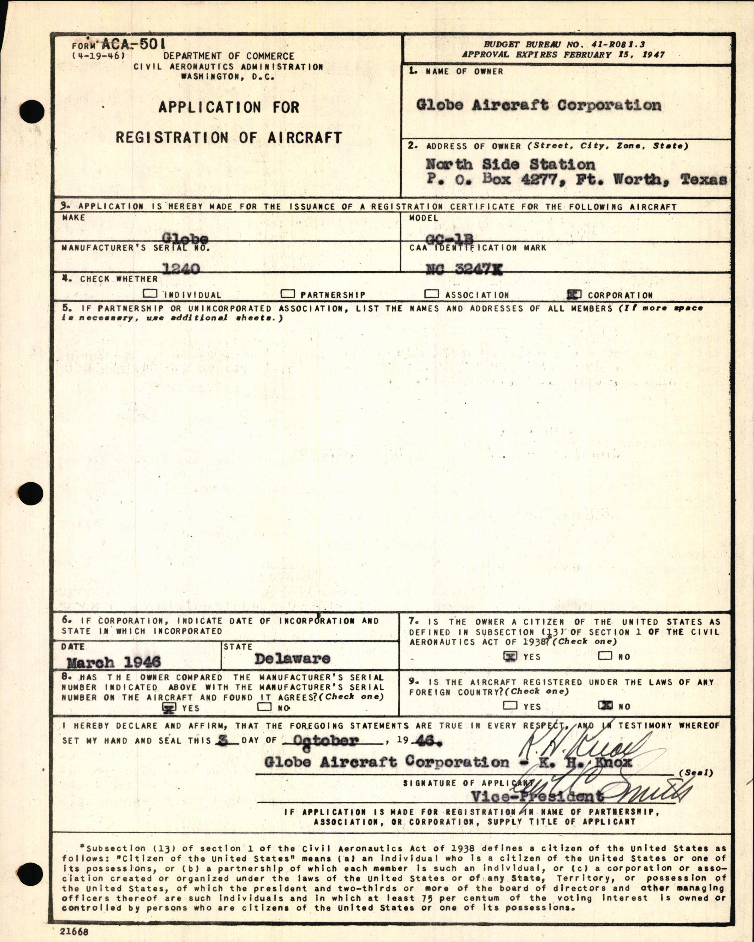 Sample page 3 from AirCorps Library document: Technical Information for Serial Number 1240