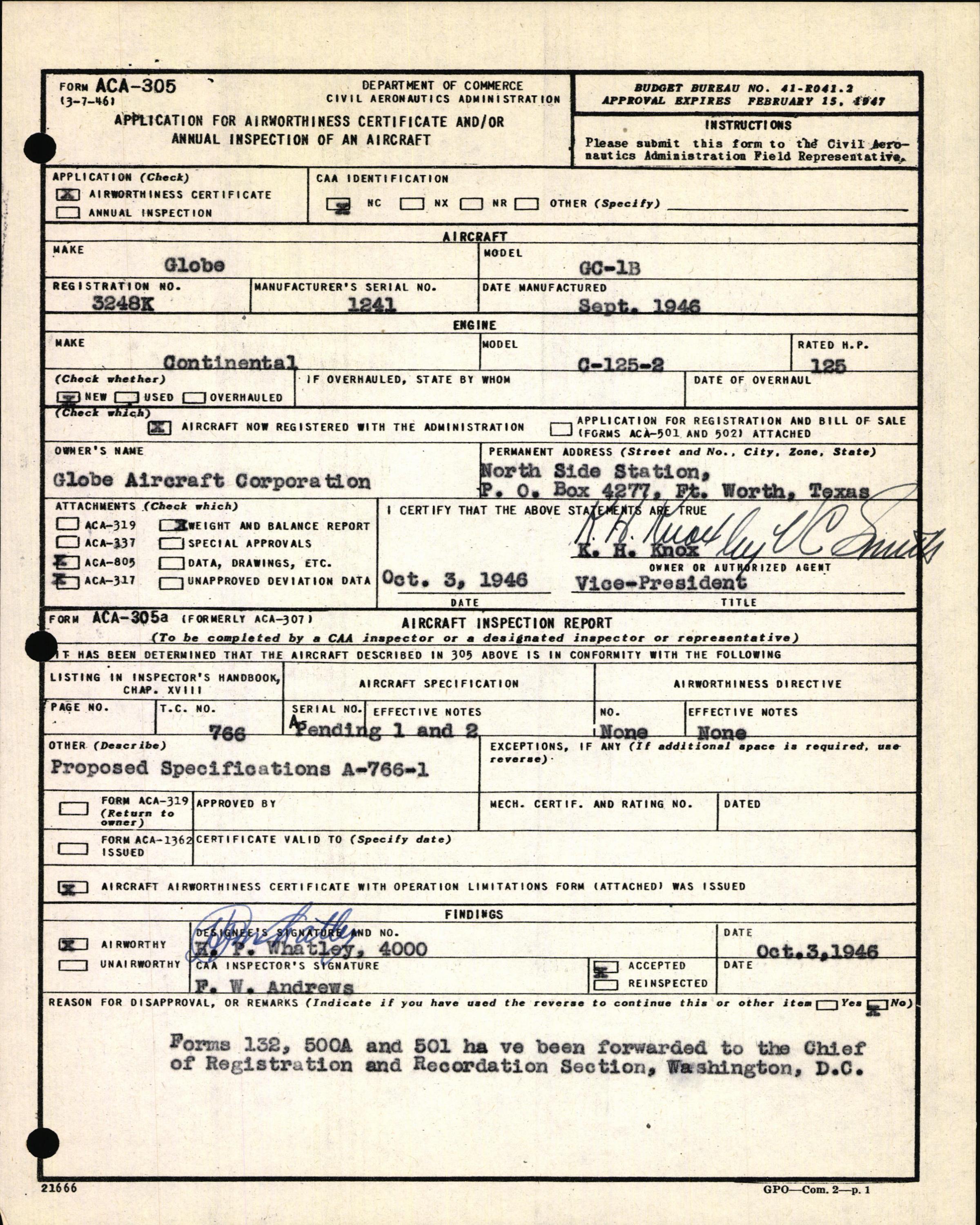 Sample page 5 from AirCorps Library document: Technical Information for Serial Number 1241