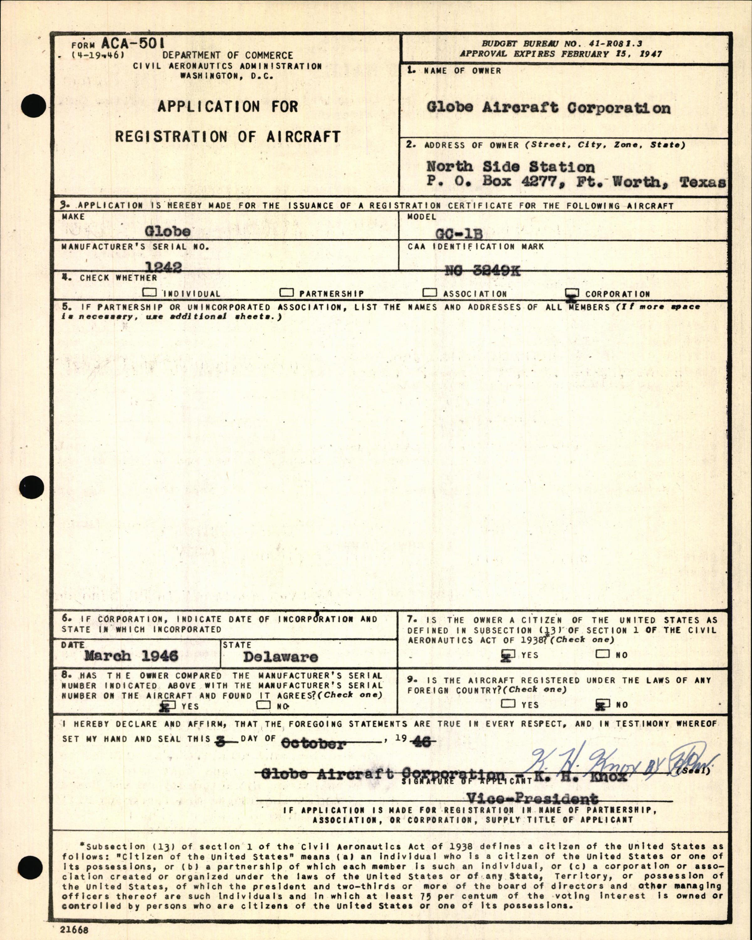 Sample page 5 from AirCorps Library document: Technical Information for Serial Number 1242