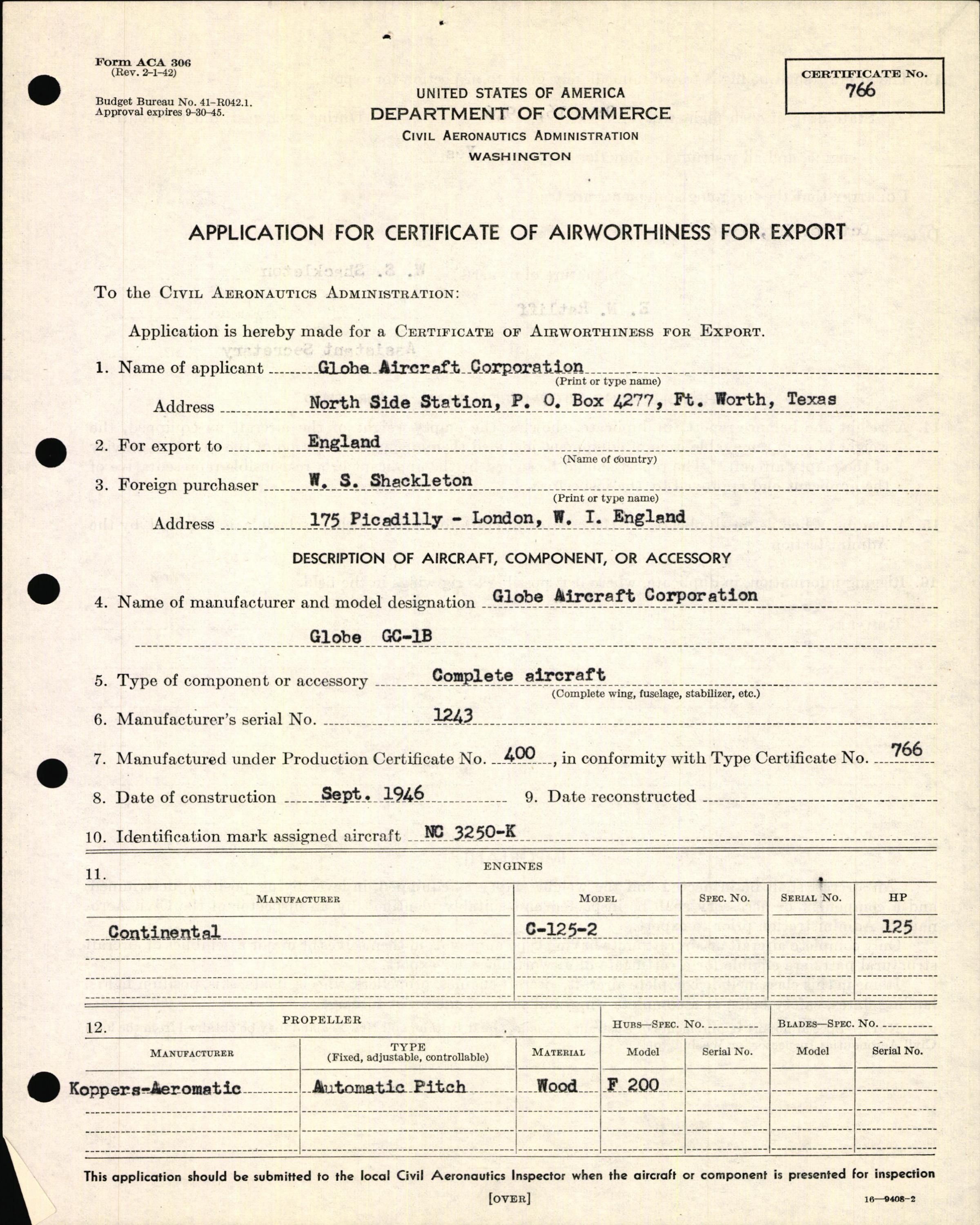 Sample page 5 from AirCorps Library document: Technical Information for Serial Number 1243