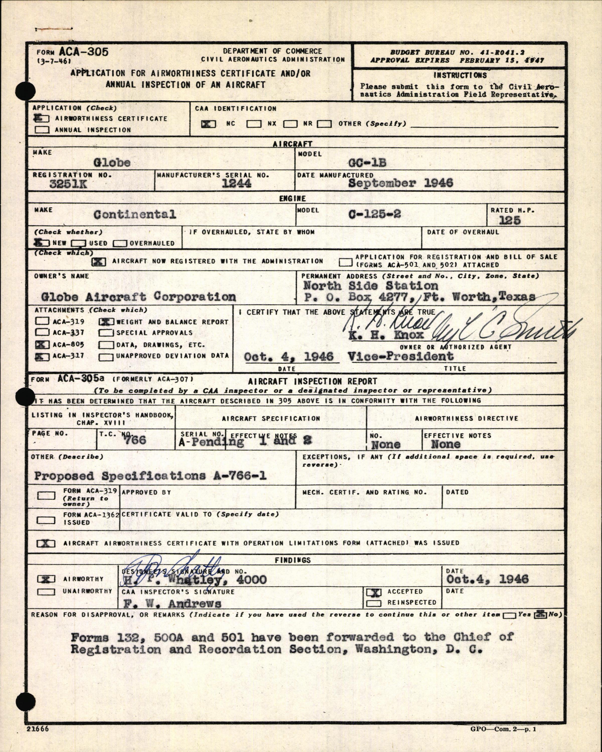 Sample page 3 from AirCorps Library document: Technical Information for Serial Number 1244