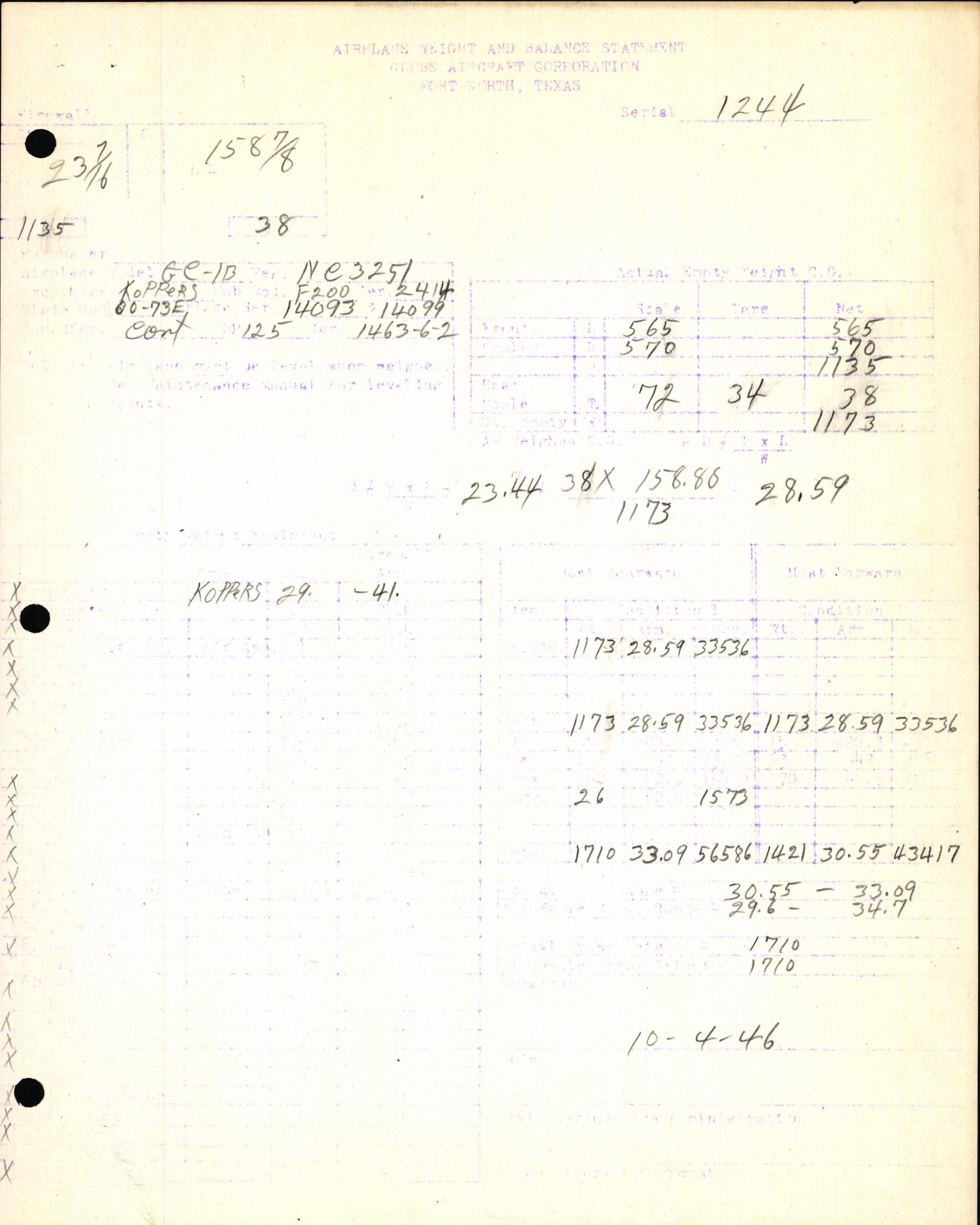 Sample page 7 from AirCorps Library document: Technical Information for Serial Number 1244