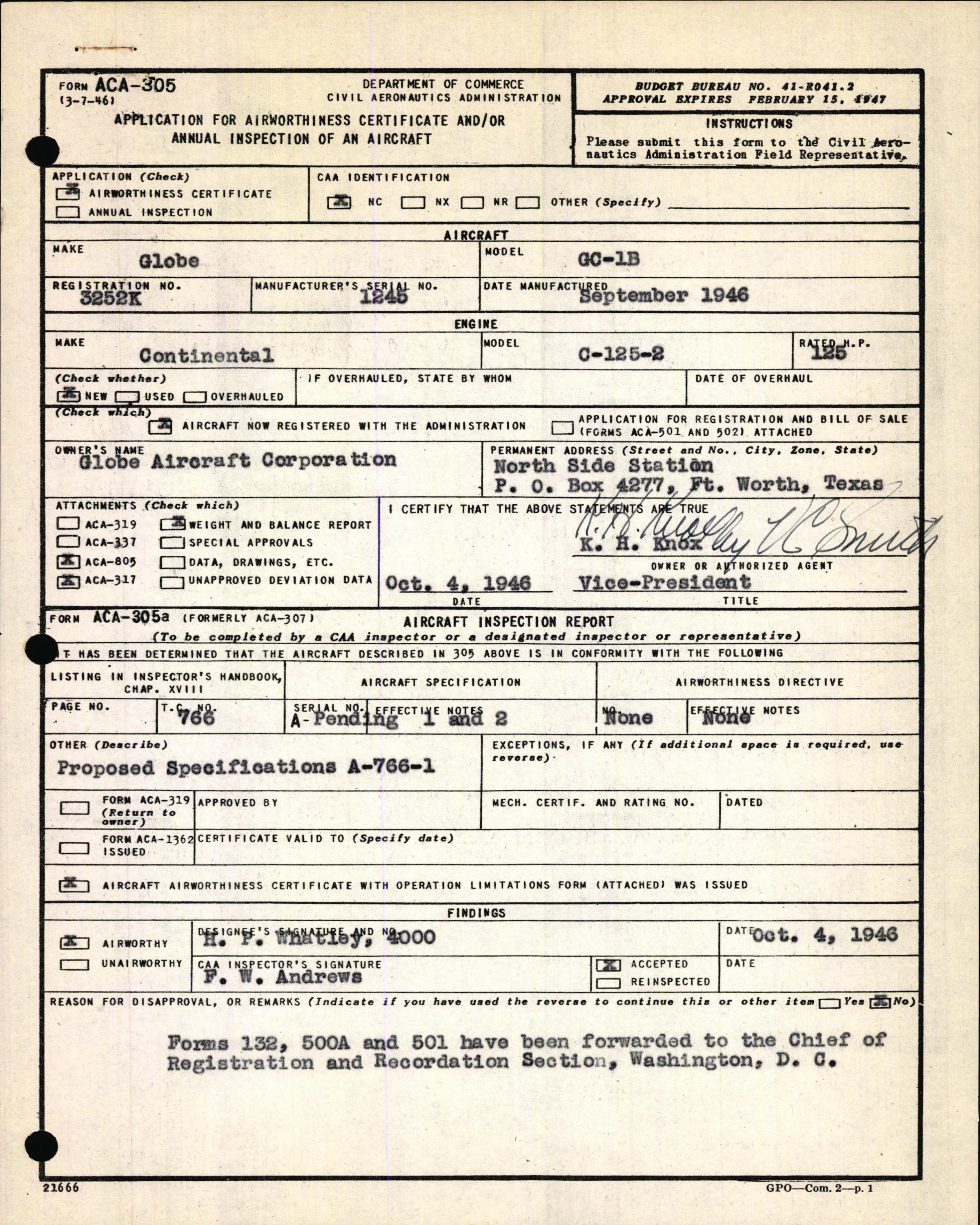 Sample page 3 from AirCorps Library document: Technical Information for Serial Number 1245