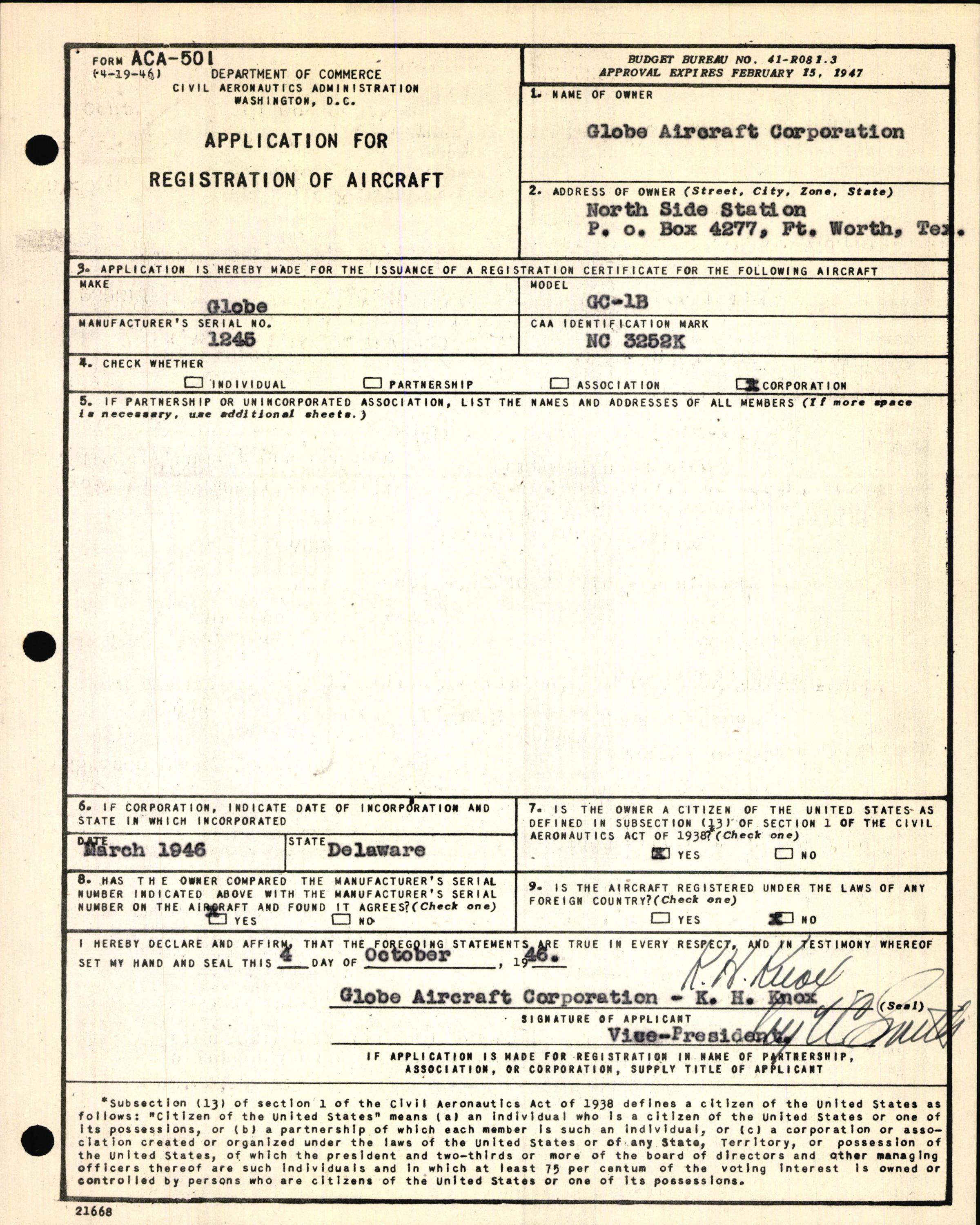 Sample page 5 from AirCorps Library document: Technical Information for Serial Number 1245