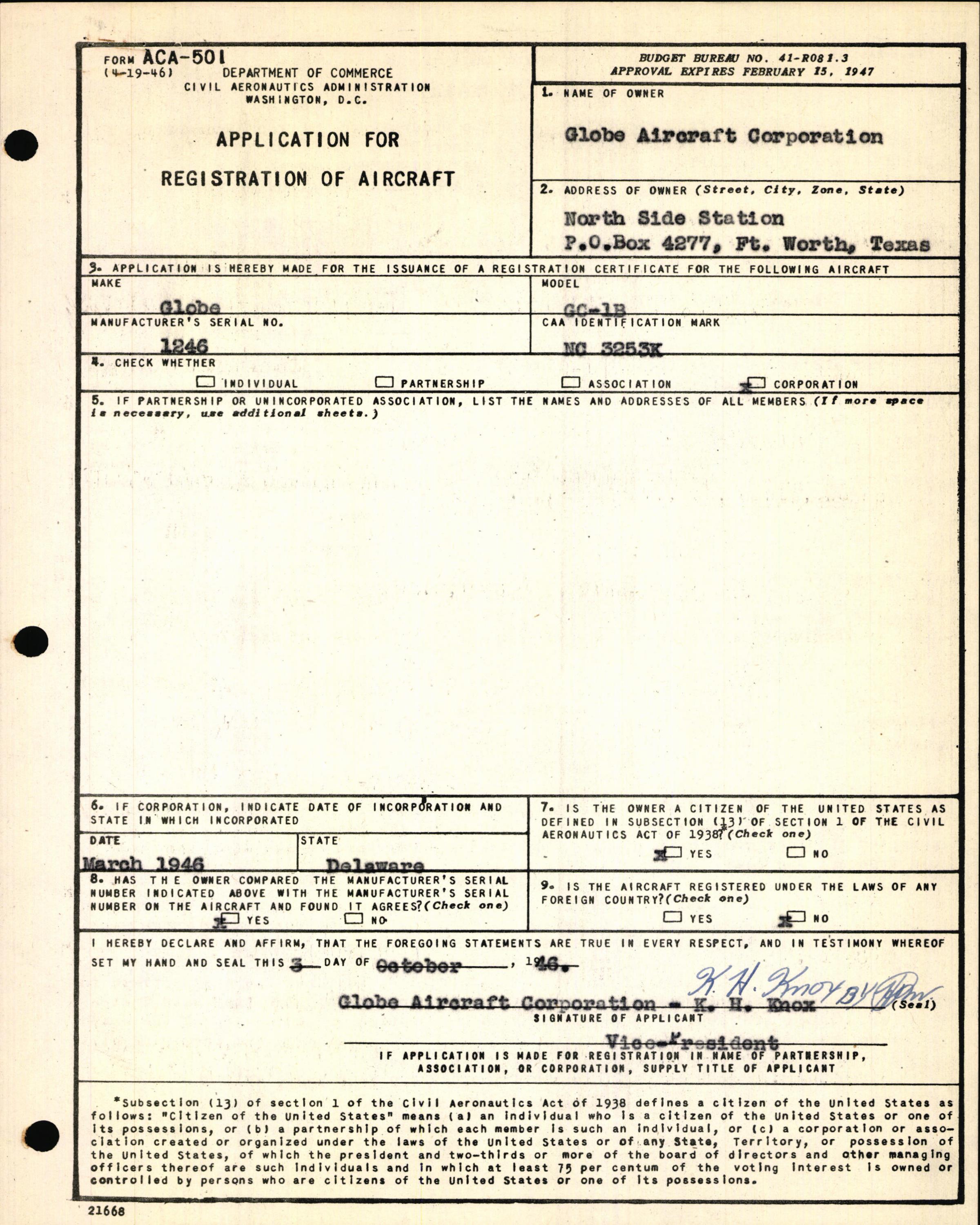 Sample page 3 from AirCorps Library document: Technical Information for Serial Number 1246