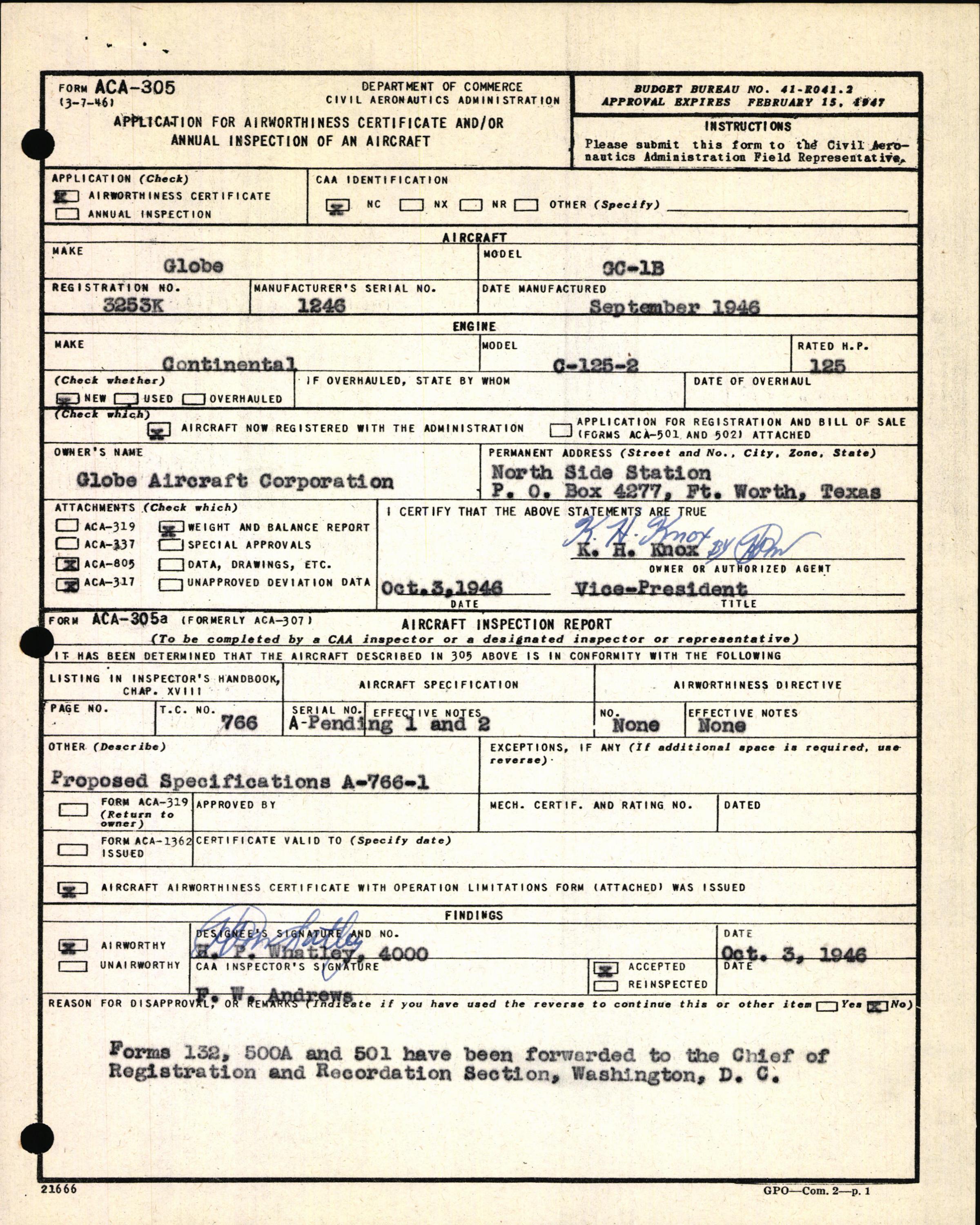 Sample page 5 from AirCorps Library document: Technical Information for Serial Number 1246