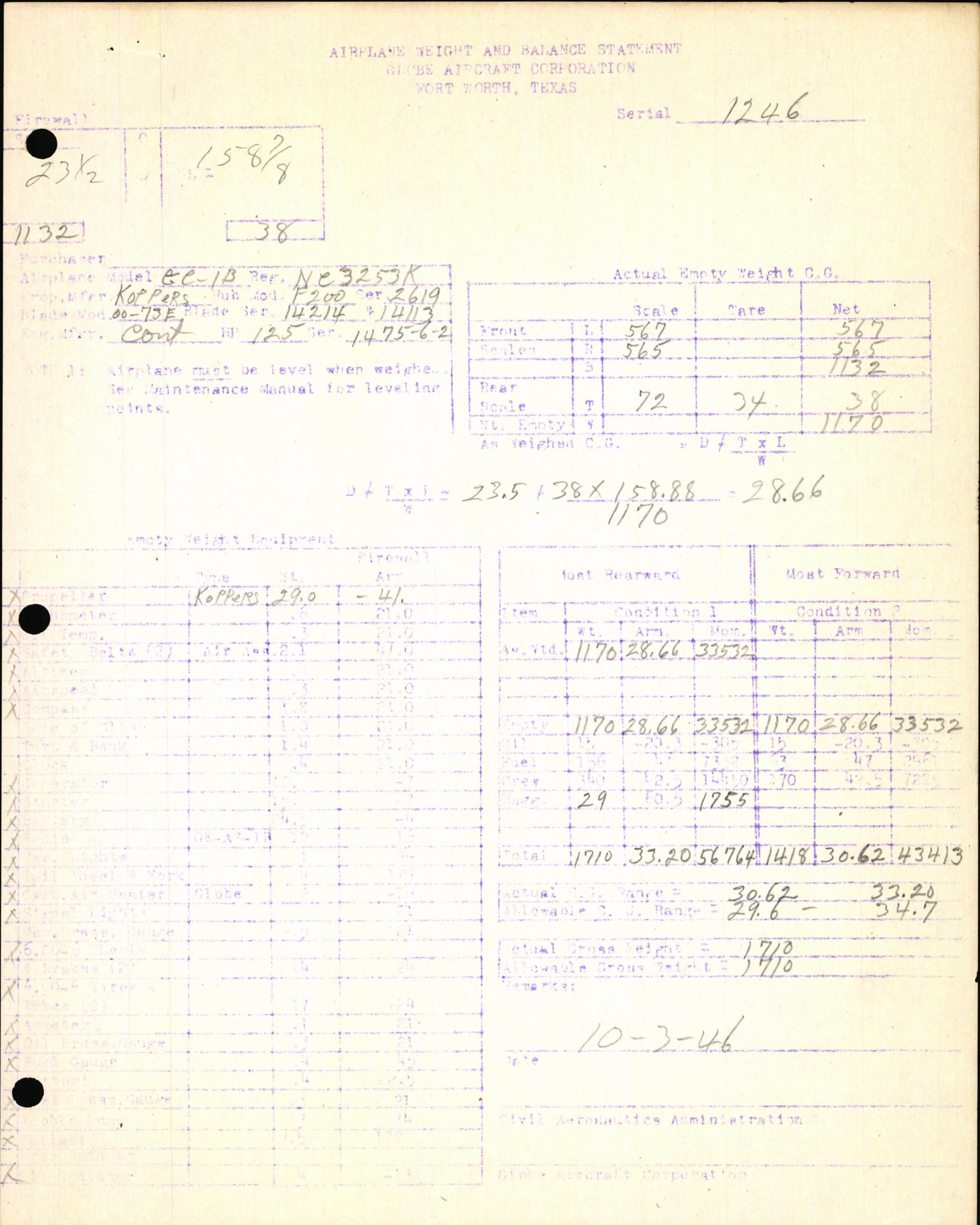 Sample page 7 from AirCorps Library document: Technical Information for Serial Number 1246