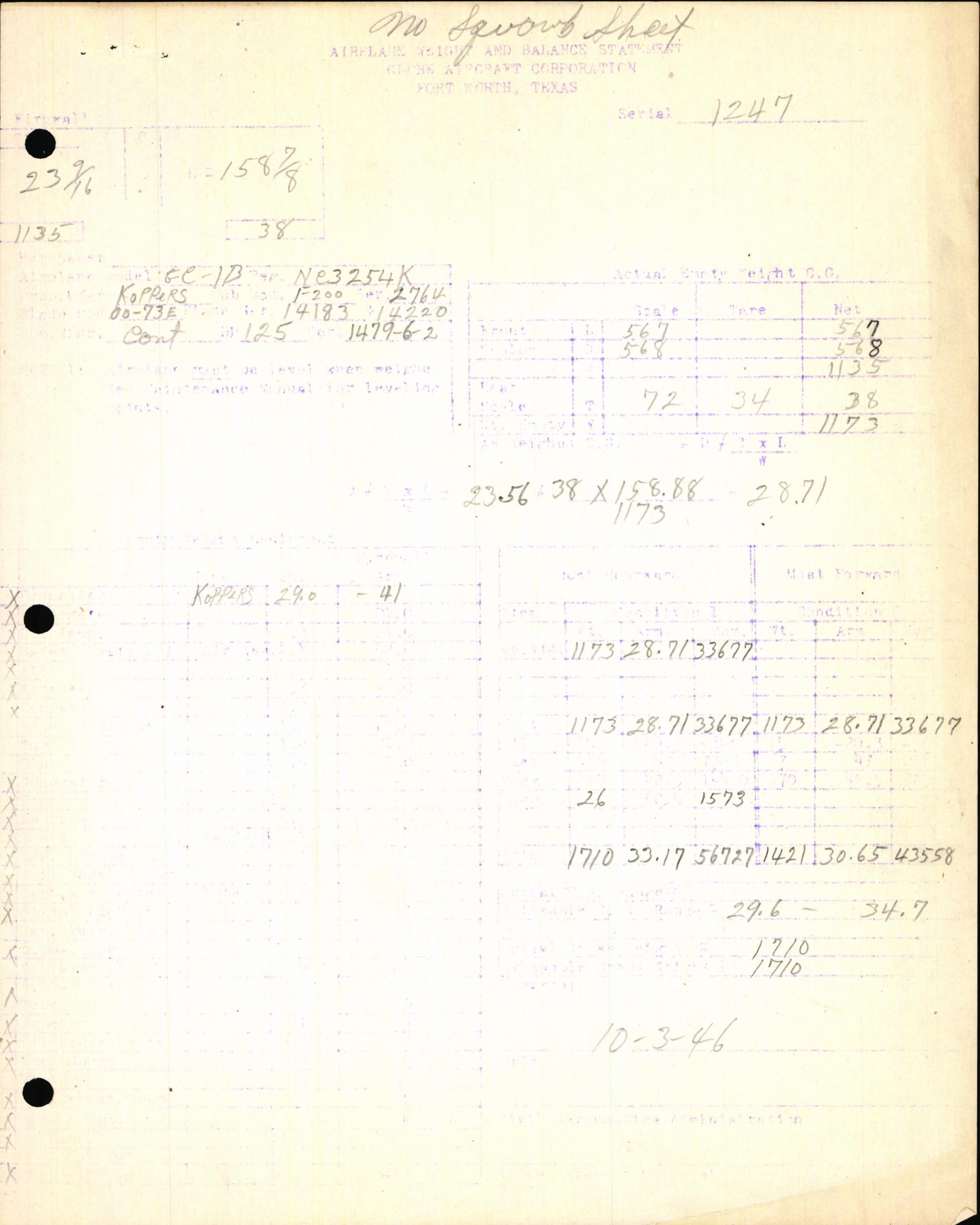 Sample page 7 from AirCorps Library document: Technical Information for Serial Number 1247