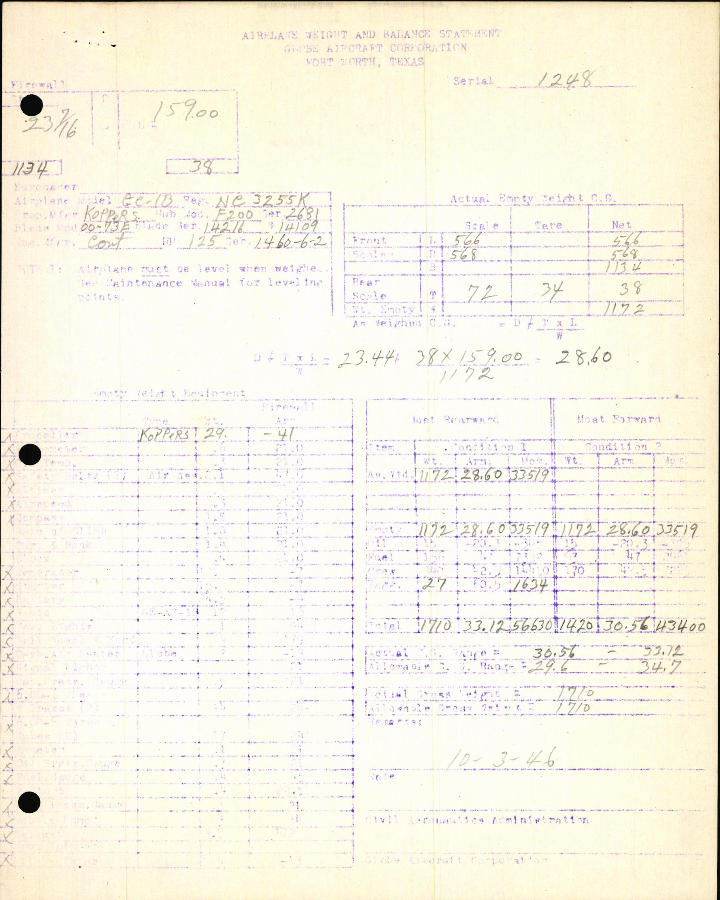 Sample page 7 from AirCorps Library document: Technical Information for Serial Number 1248