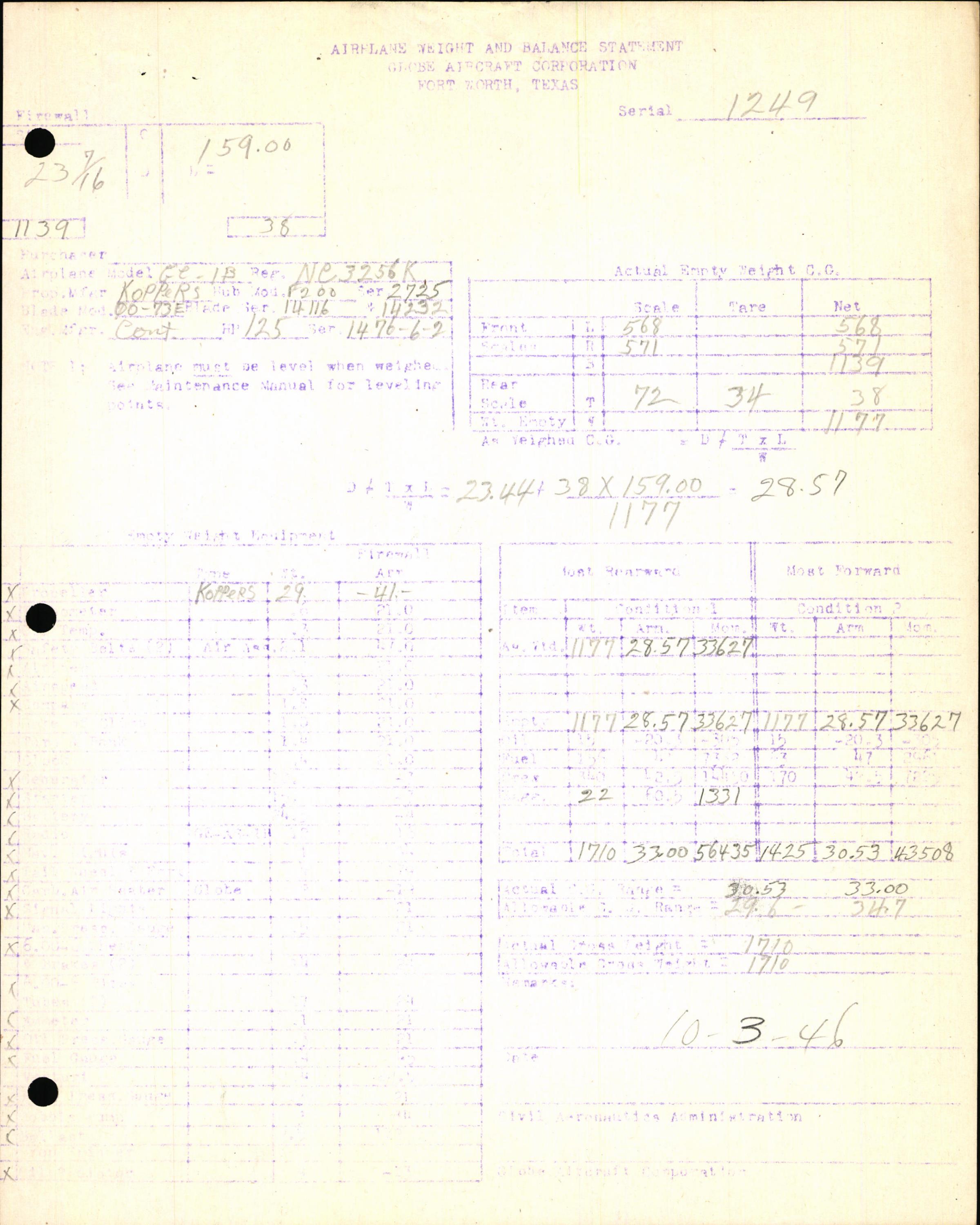 Sample page 7 from AirCorps Library document: Technical Information for Serial Number 1249