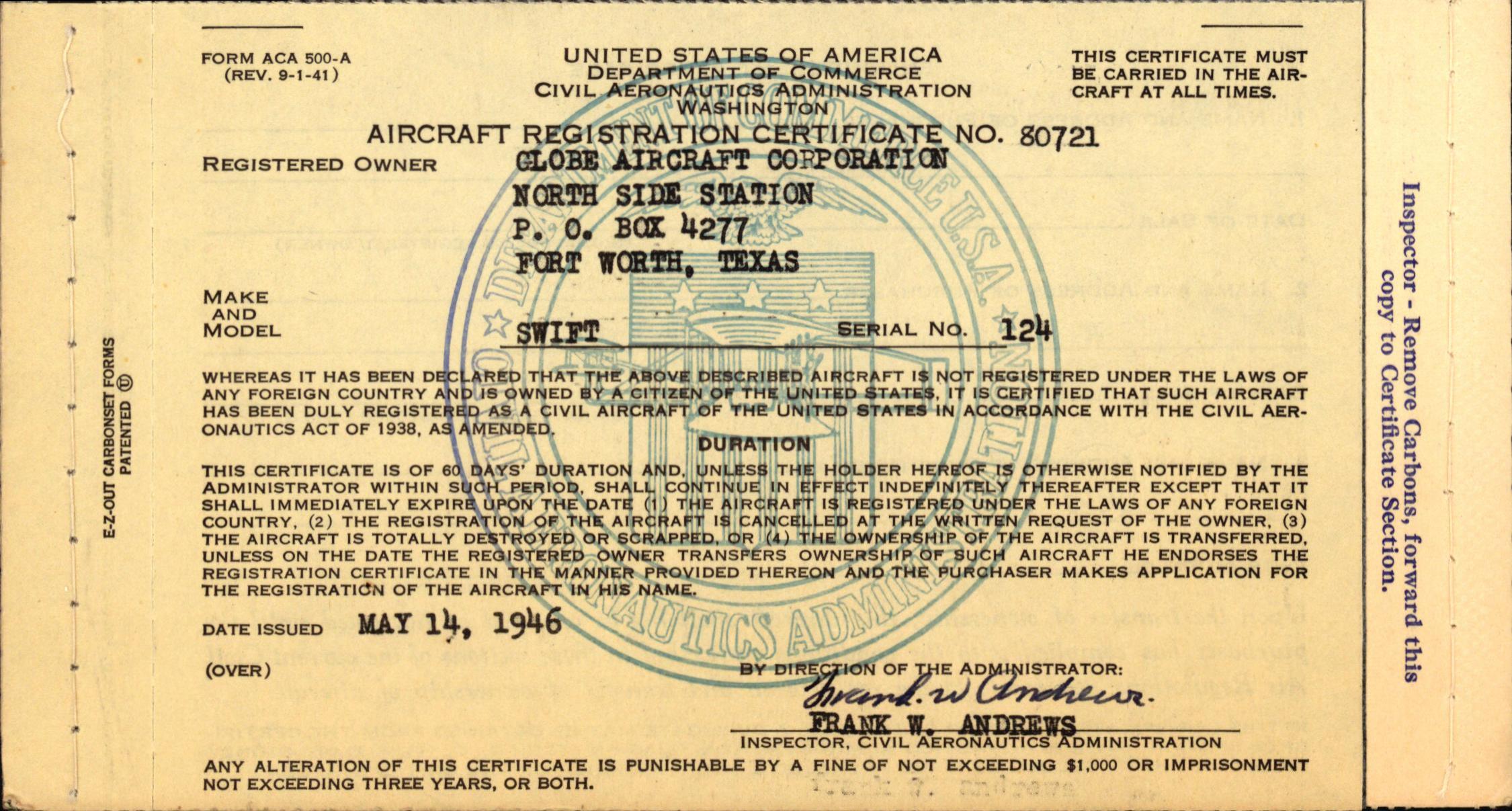 Sample page 3 from AirCorps Library document: Technical Information for Serial Number 124