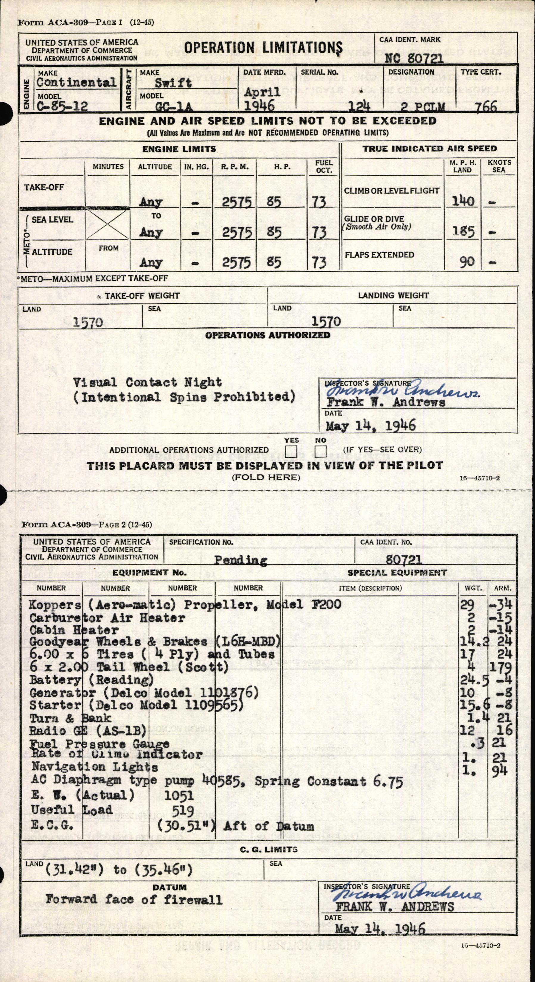 Sample page 5 from AirCorps Library document: Technical Information for Serial Number 124