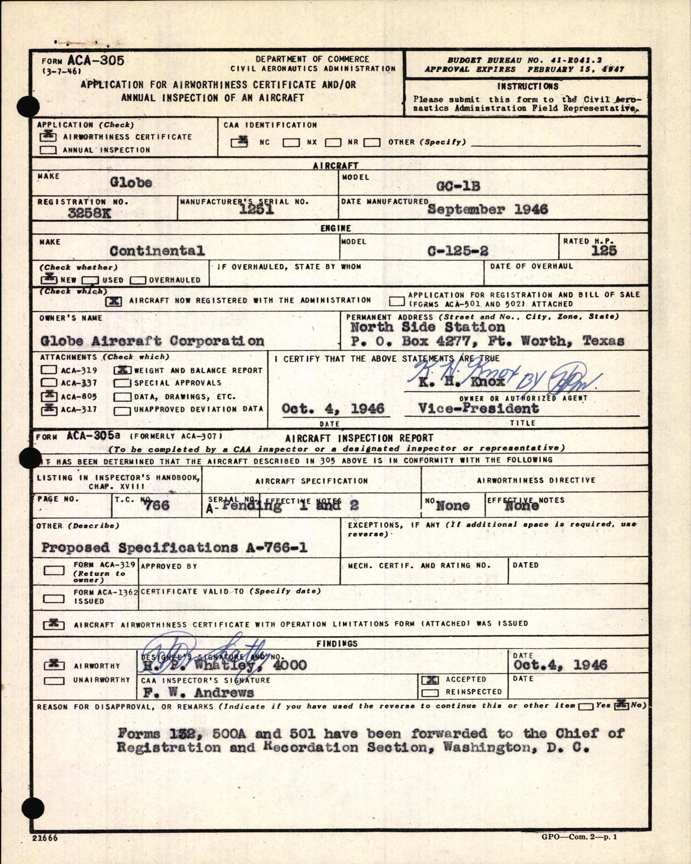 Sample page 3 from AirCorps Library document: Technical Information for Serial Number 1251