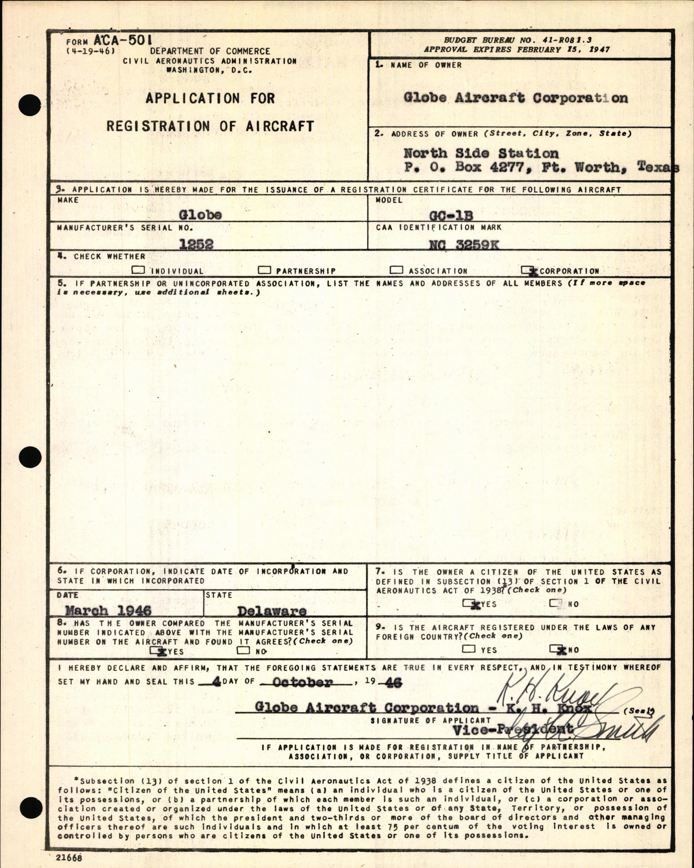 Sample page 5 from AirCorps Library document: Technical Information for Serial Number 1252