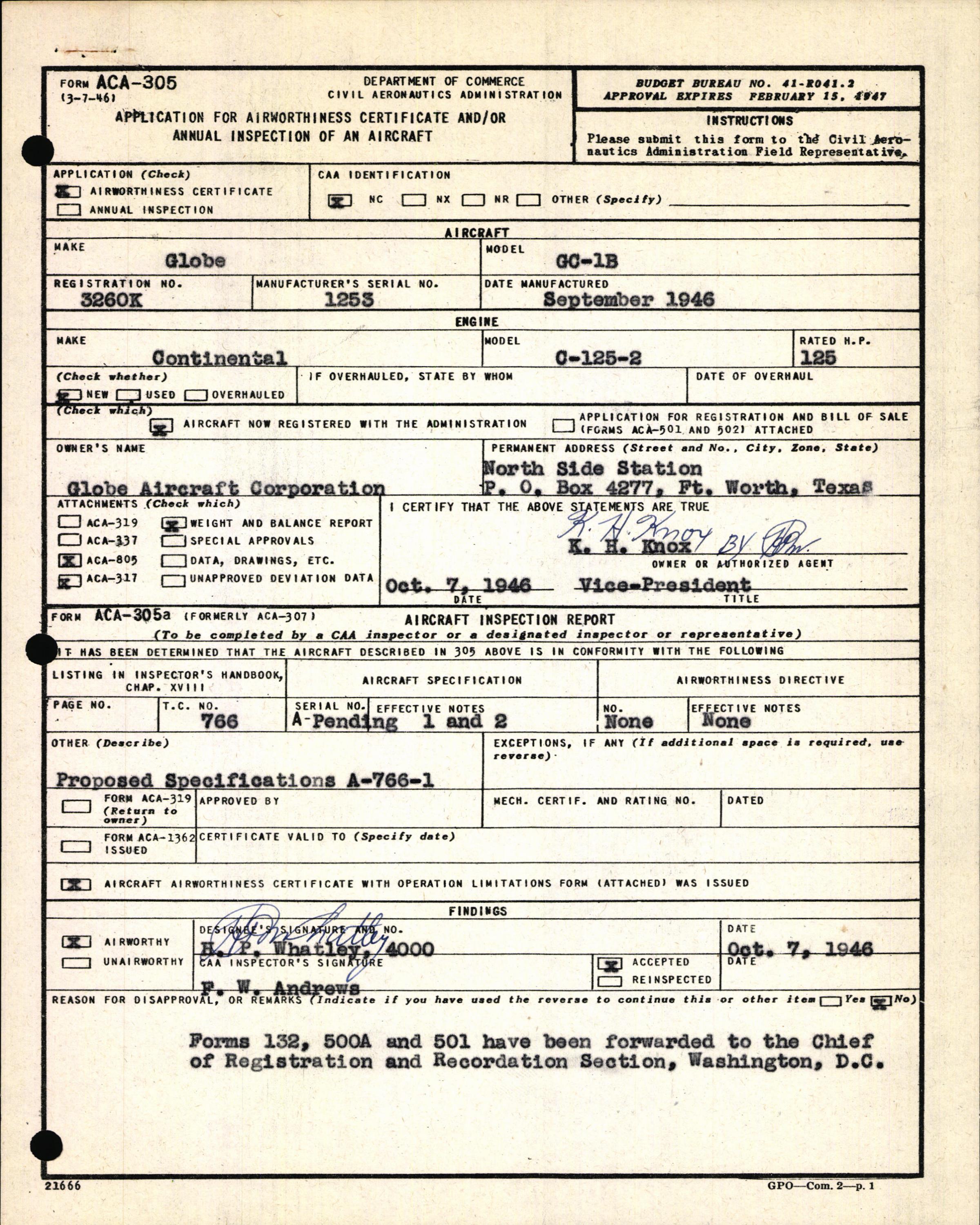 Sample page 3 from AirCorps Library document: Technical Information for Serial Number 1253