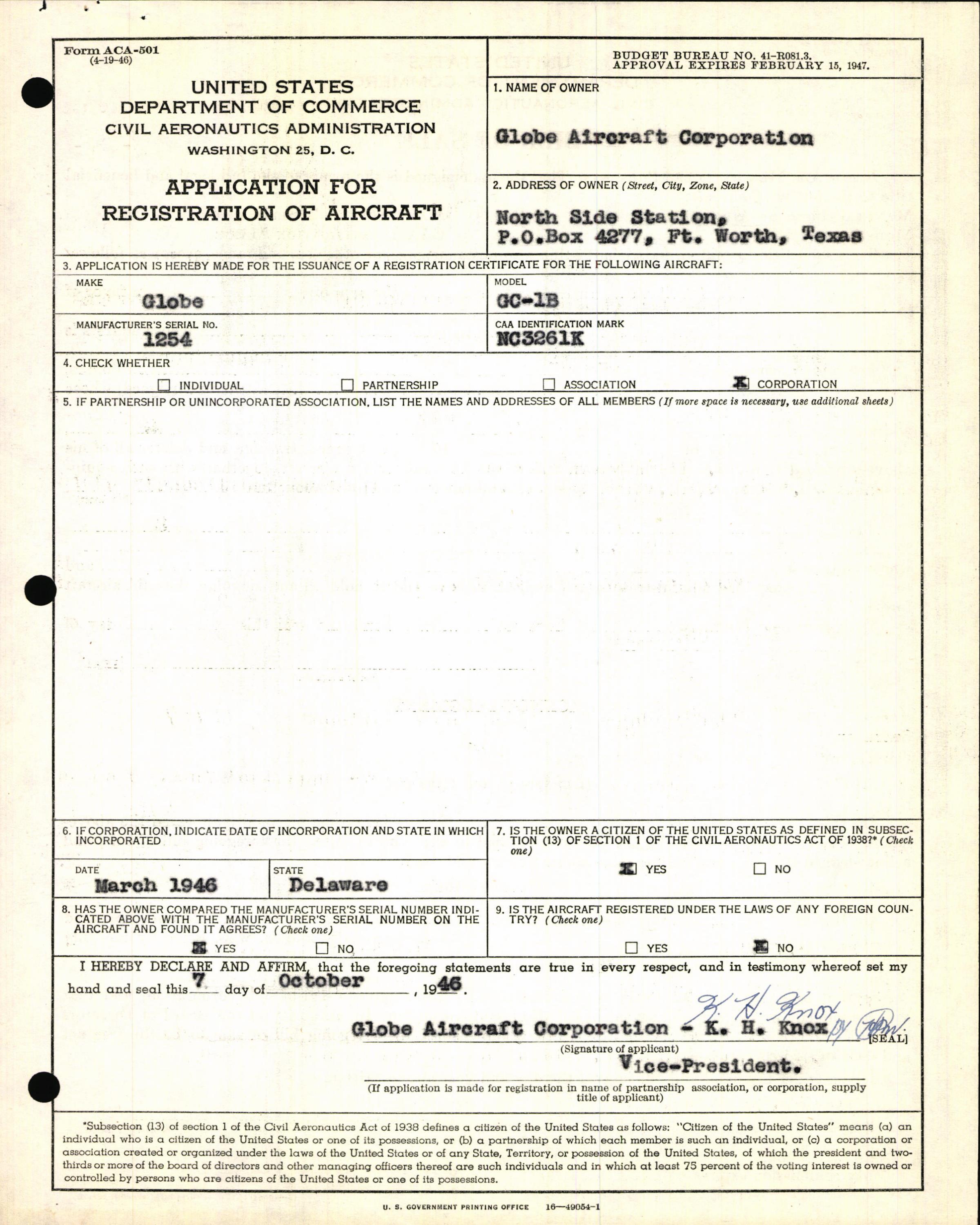 Sample page 5 from AirCorps Library document: Technical Information for Serial Number 1254