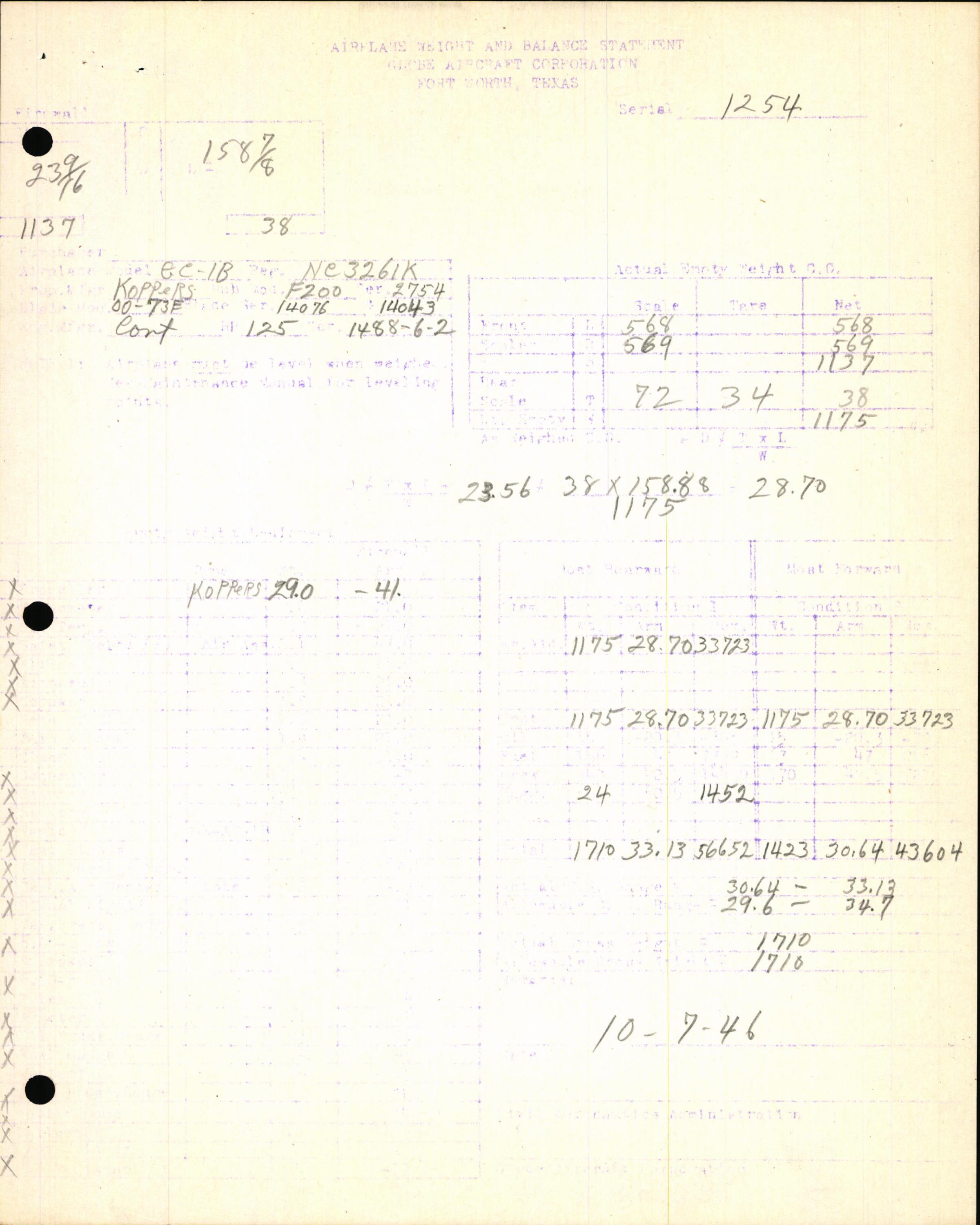 Sample page 7 from AirCorps Library document: Technical Information for Serial Number 1254