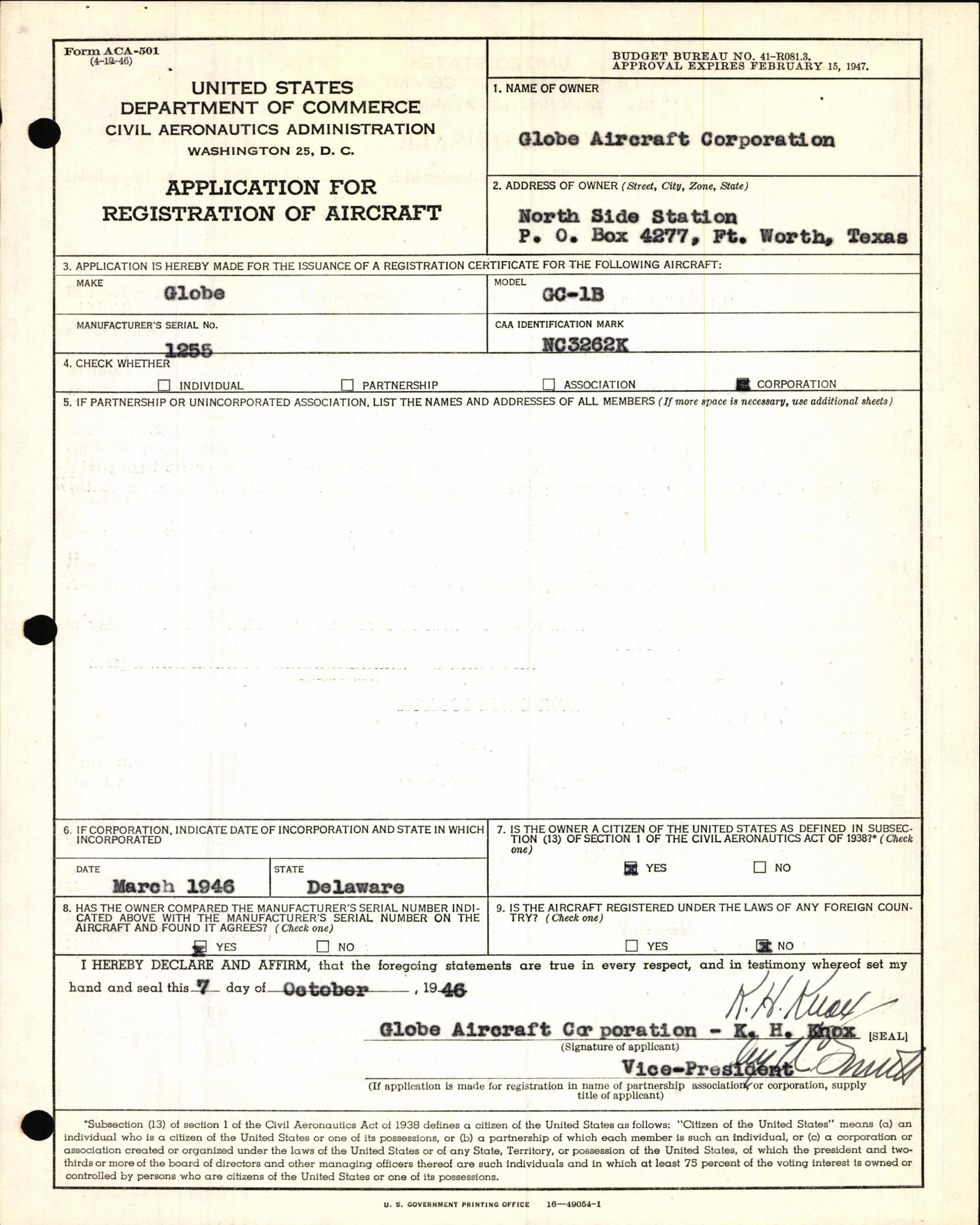 Sample page 5 from AirCorps Library document: Technical Information for Serial Number 1255