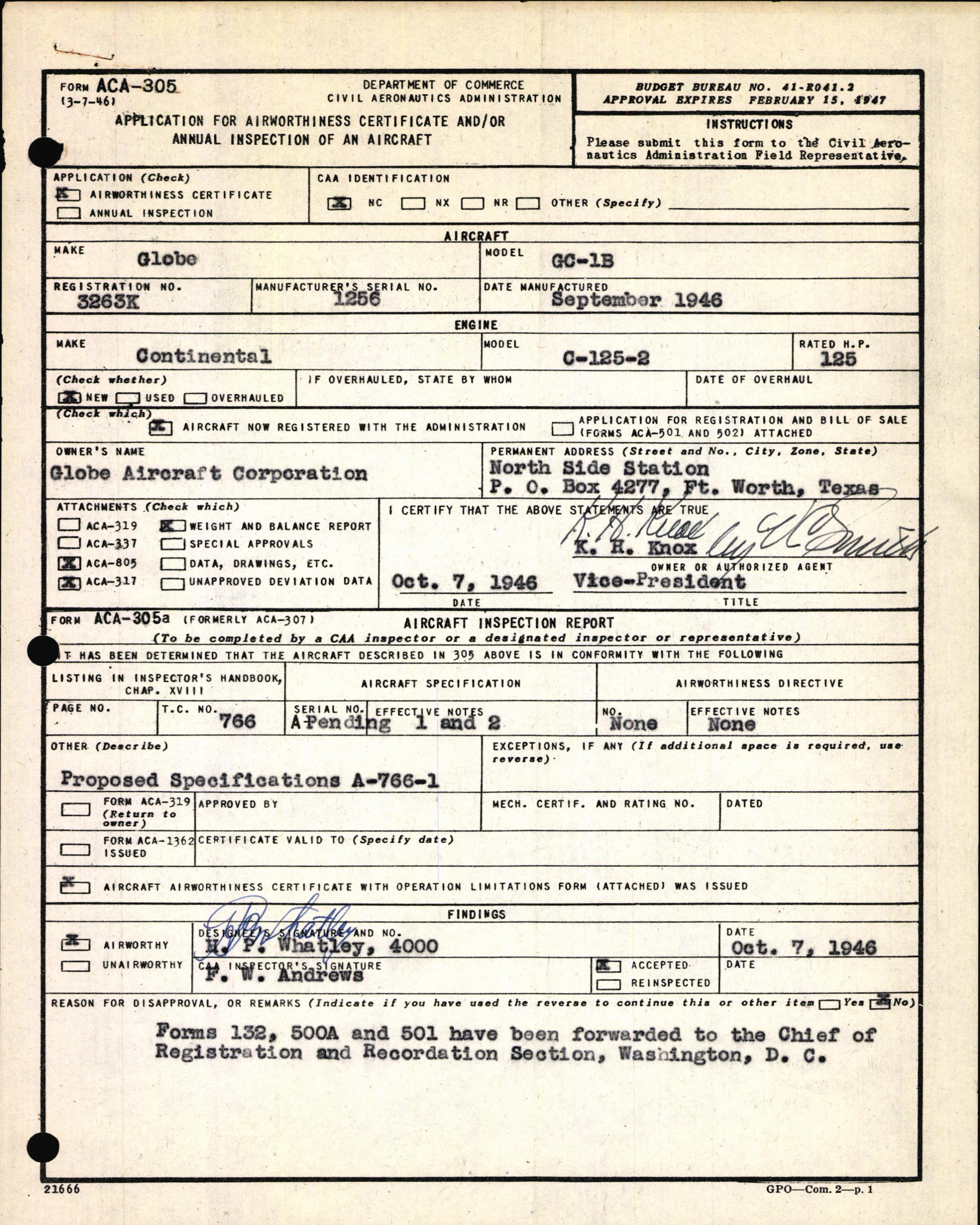 Sample page 3 from AirCorps Library document: Technical Information for Serial Number 1256