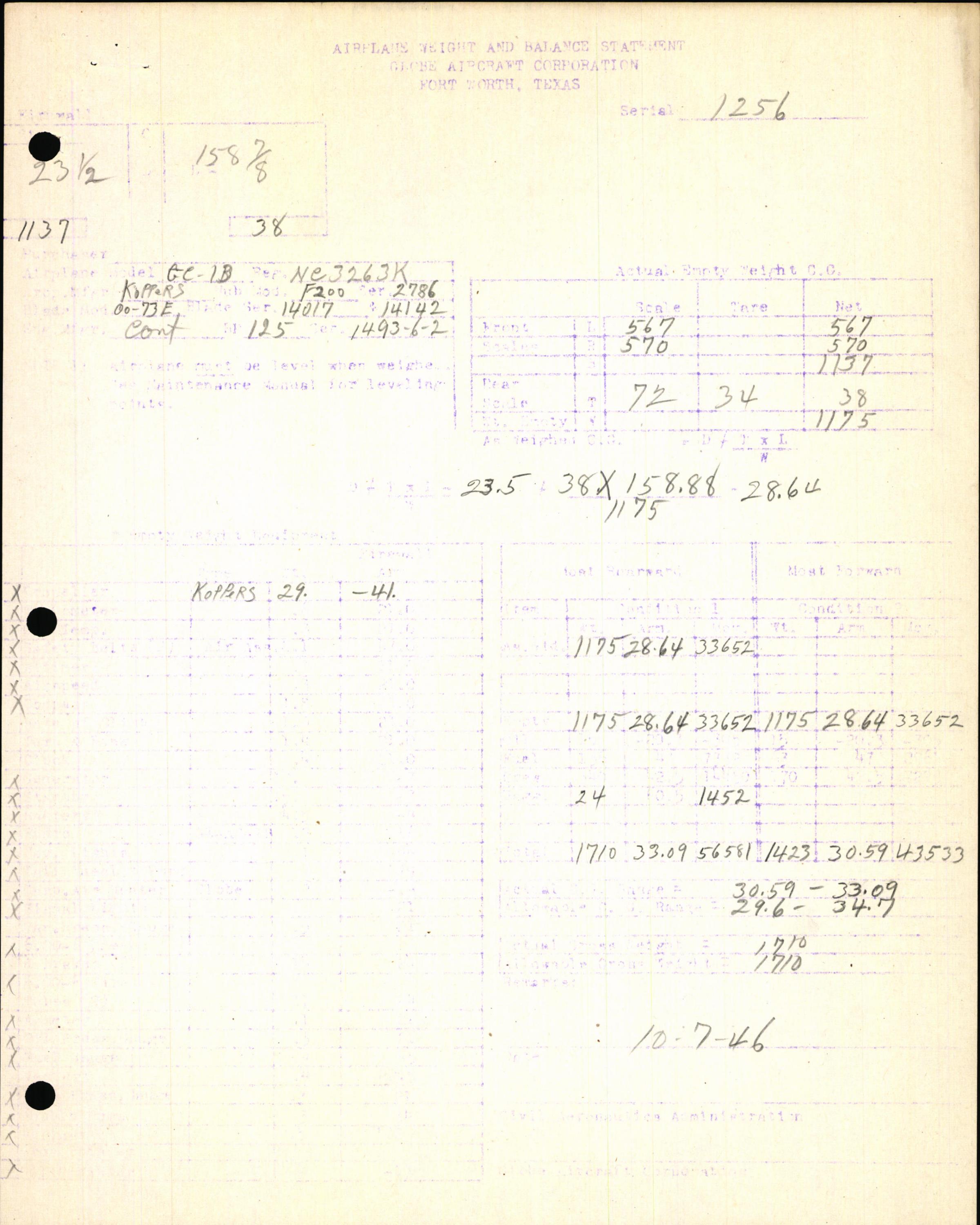Sample page 7 from AirCorps Library document: Technical Information for Serial Number 1256
