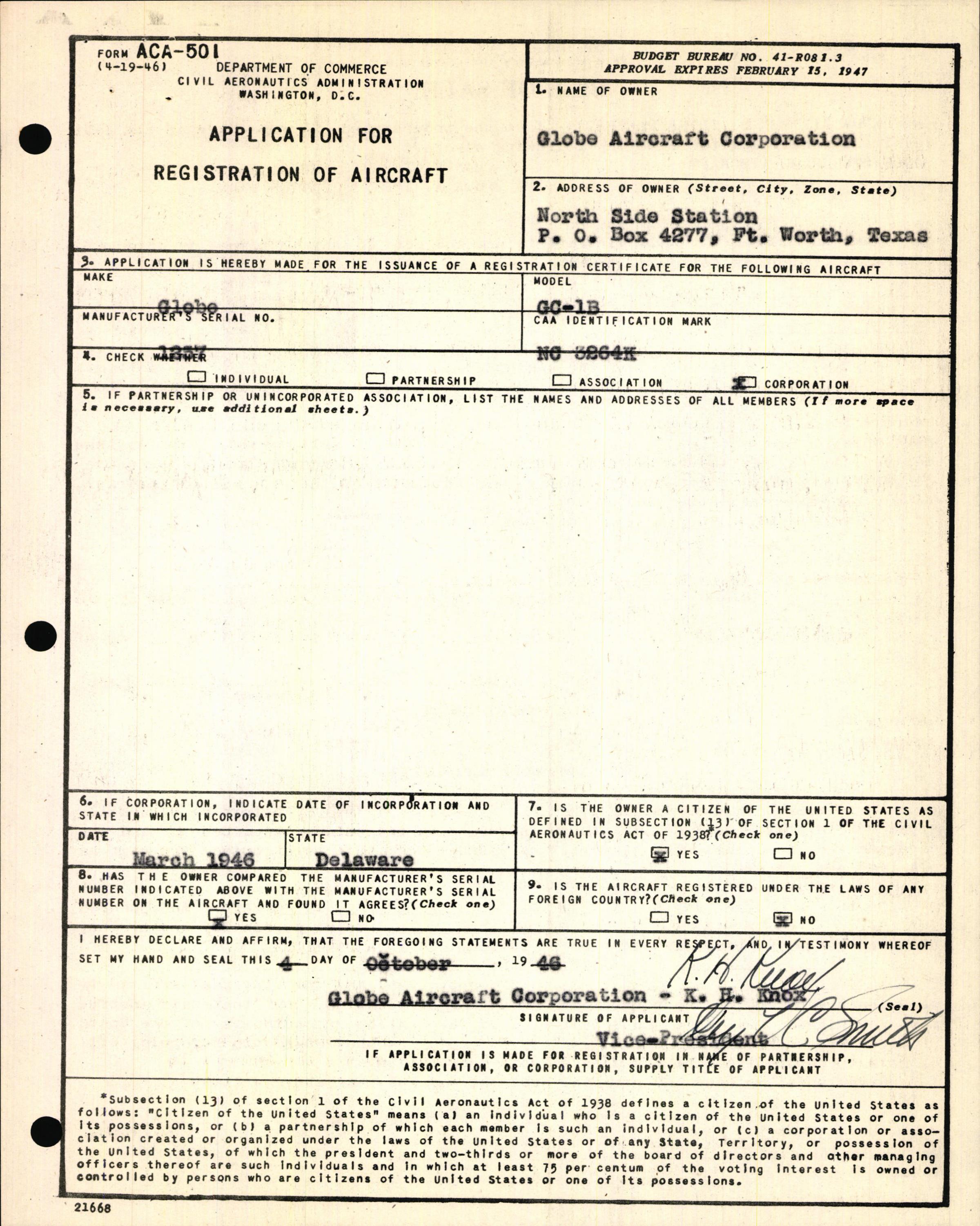 Sample page 5 from AirCorps Library document: Technical Information for Serial Number 1257