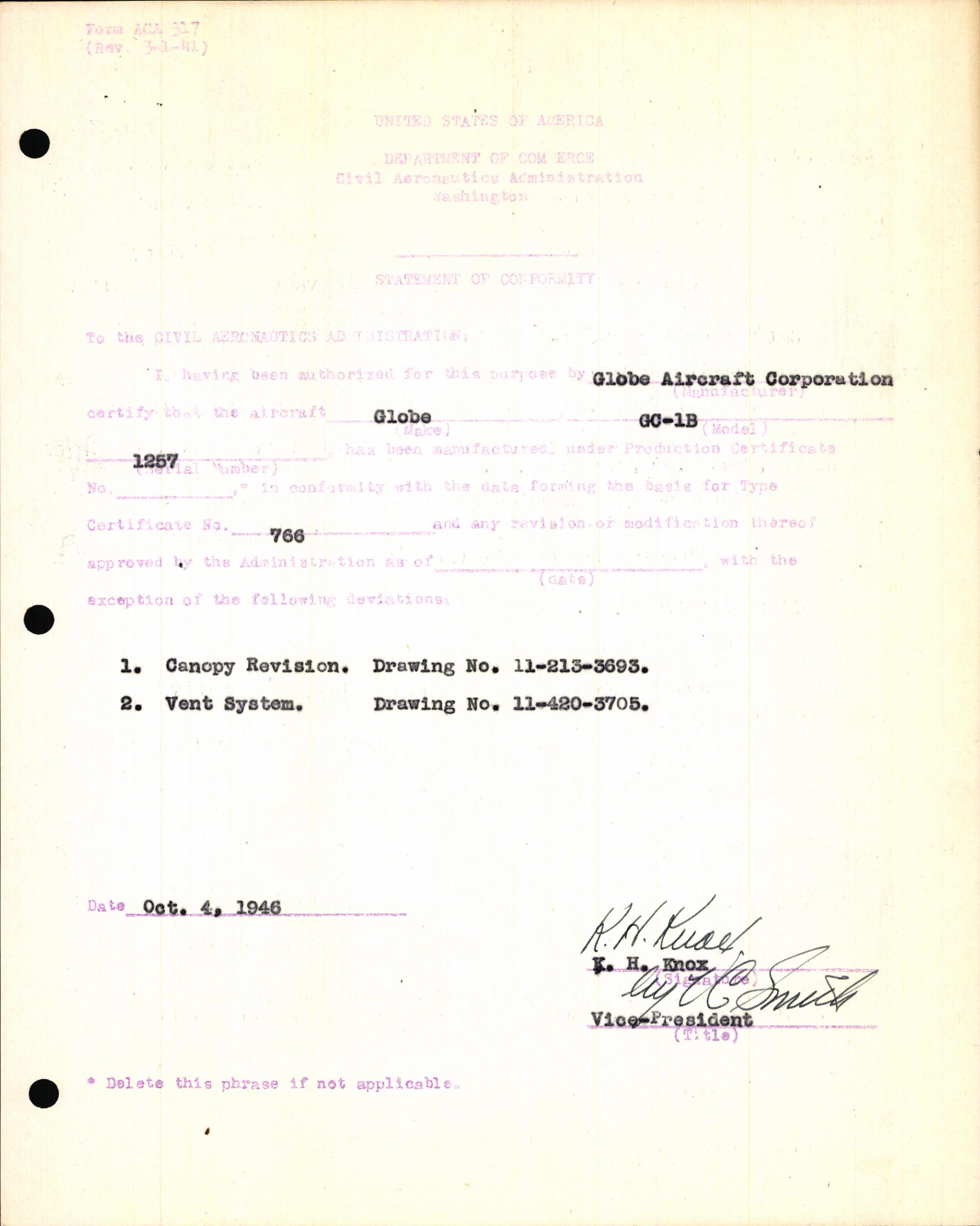 Sample page 7 from AirCorps Library document: Technical Information for Serial Number 1257