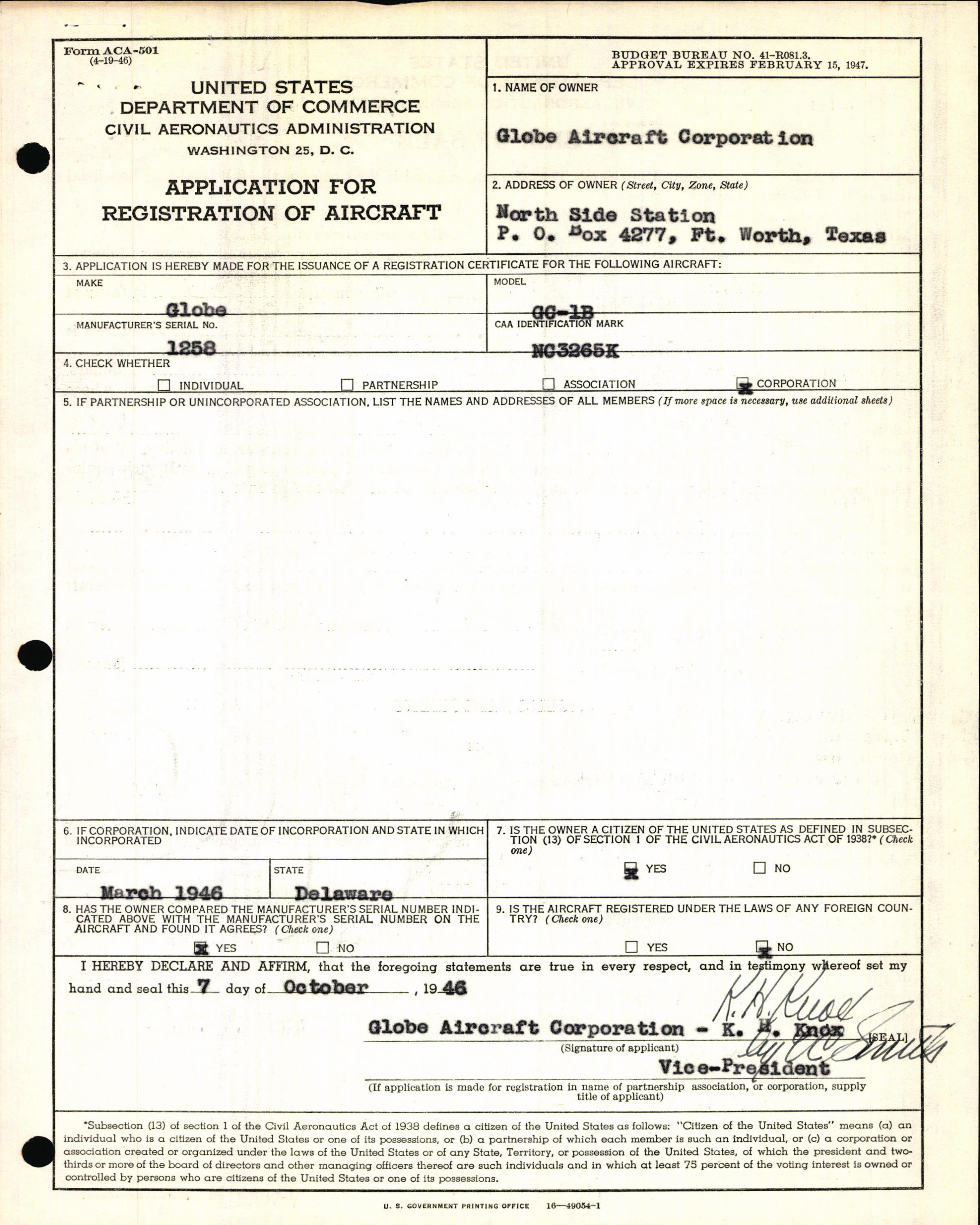 Sample page 5 from AirCorps Library document: Technical Information for Serial Number 1258