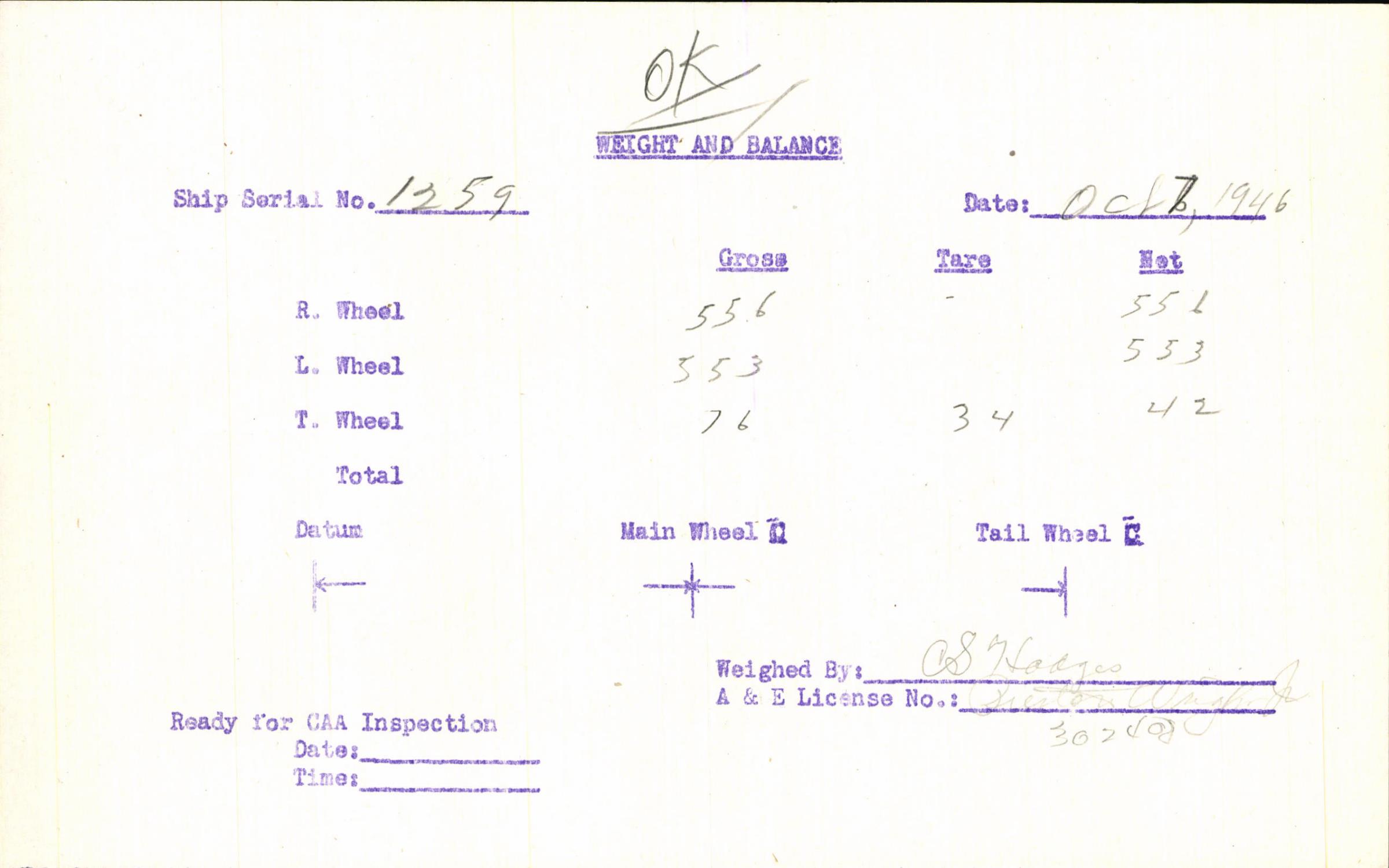 Sample page 5 from AirCorps Library document: Technical Information for Serial Number 1259