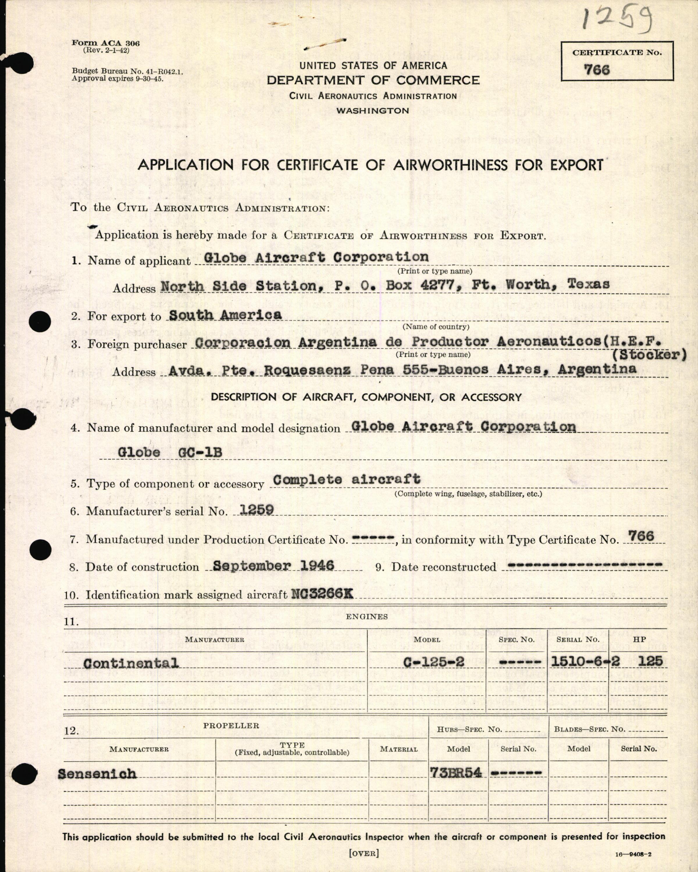 Sample page 7 from AirCorps Library document: Technical Information for Serial Number 1259