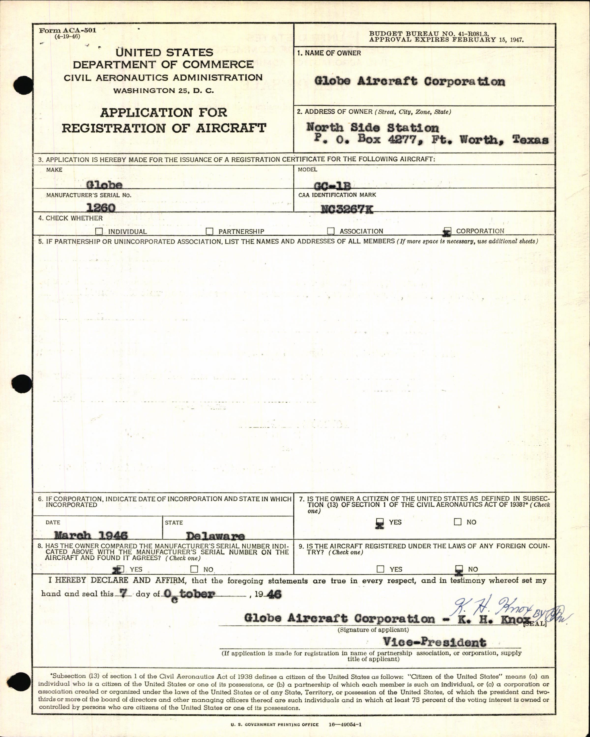 Sample page 5 from AirCorps Library document: Technical Information for Serial Number 1260