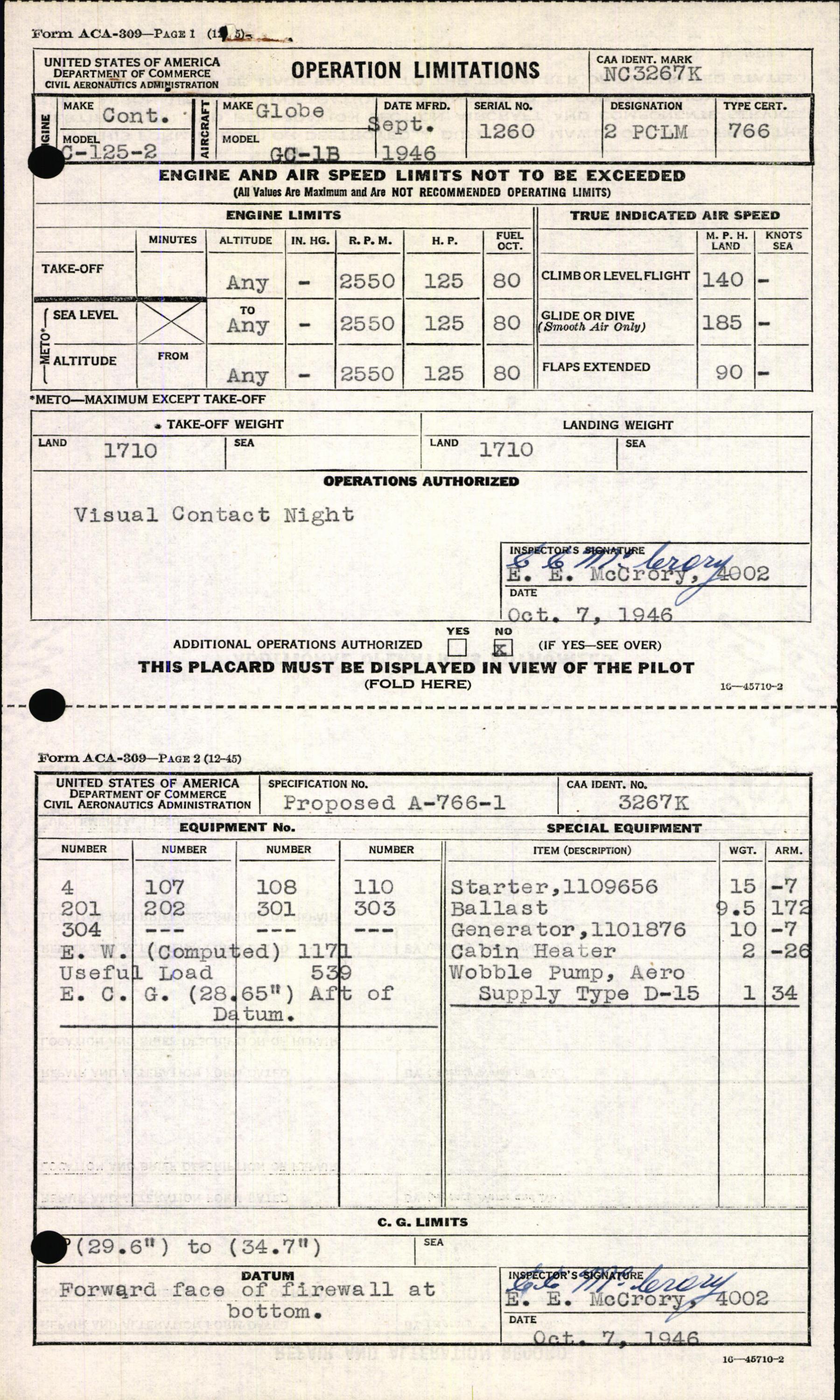 Sample page 7 from AirCorps Library document: Technical Information for Serial Number 1260