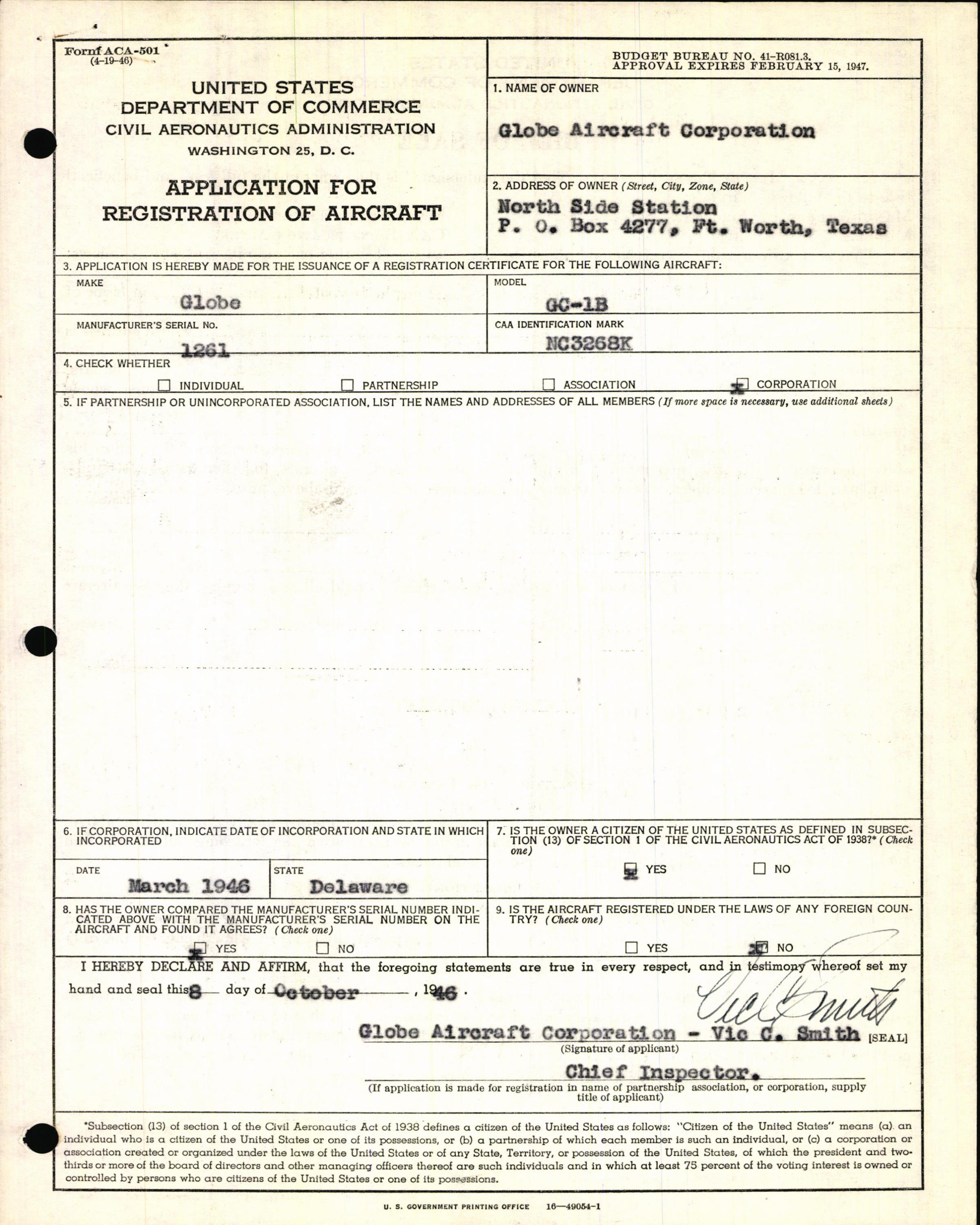 Sample page 5 from AirCorps Library document: Technical Information for Serial Number 1261